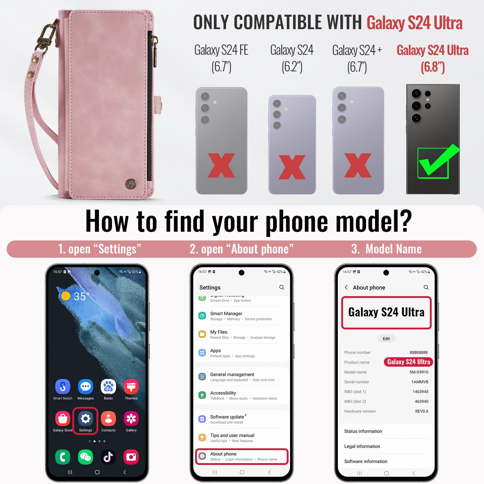 Foto 3 pulgar | Funda Wallet Defcase Compatible Con Samsung Galaxy S24 Ultra - Venta Internacional.