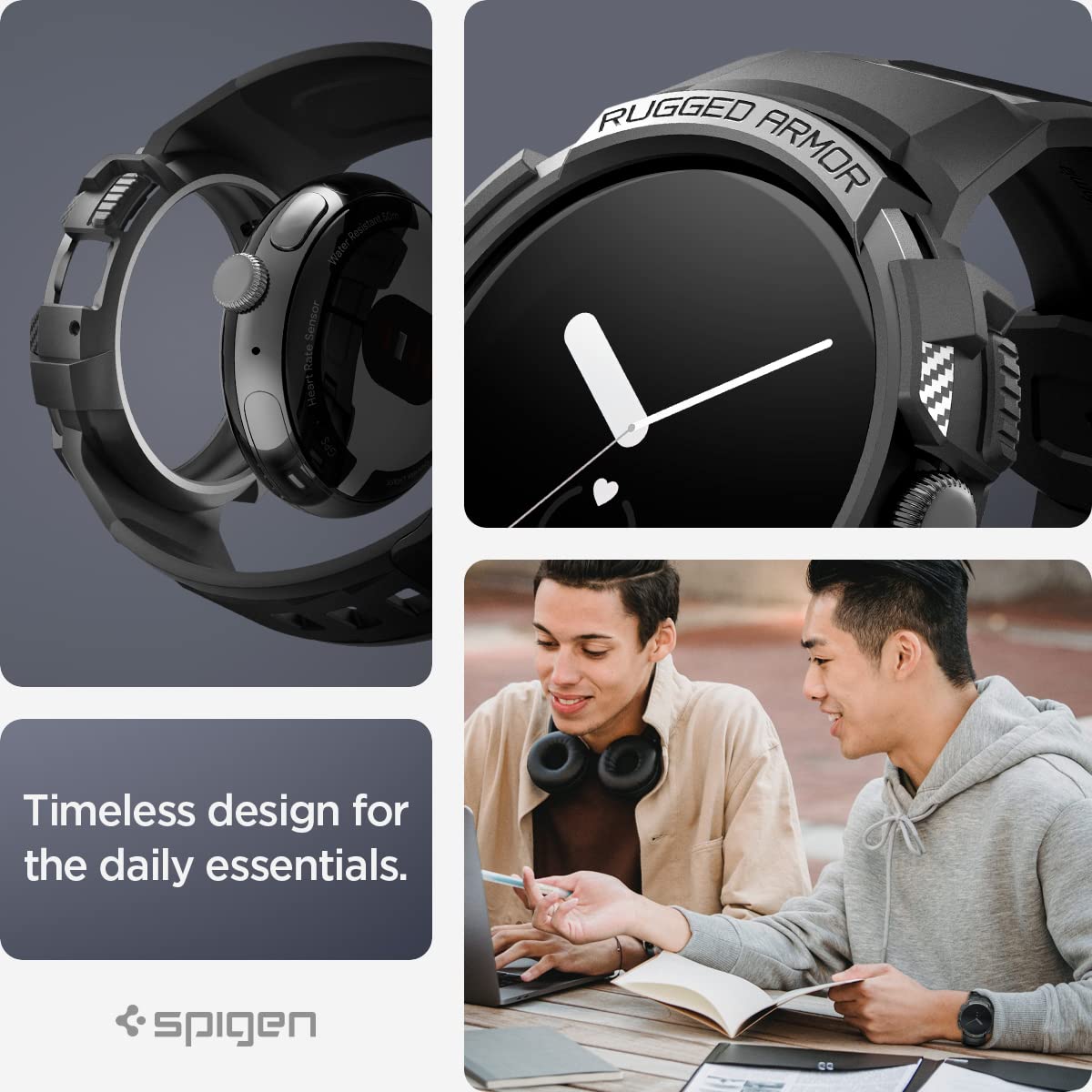 Foto 4 pulgar | Funda Con Correa Para Google Pixel Watch 3 Spigen Rugged Armor Pro De 41 Mm, Color Negro - Venta Internacional.