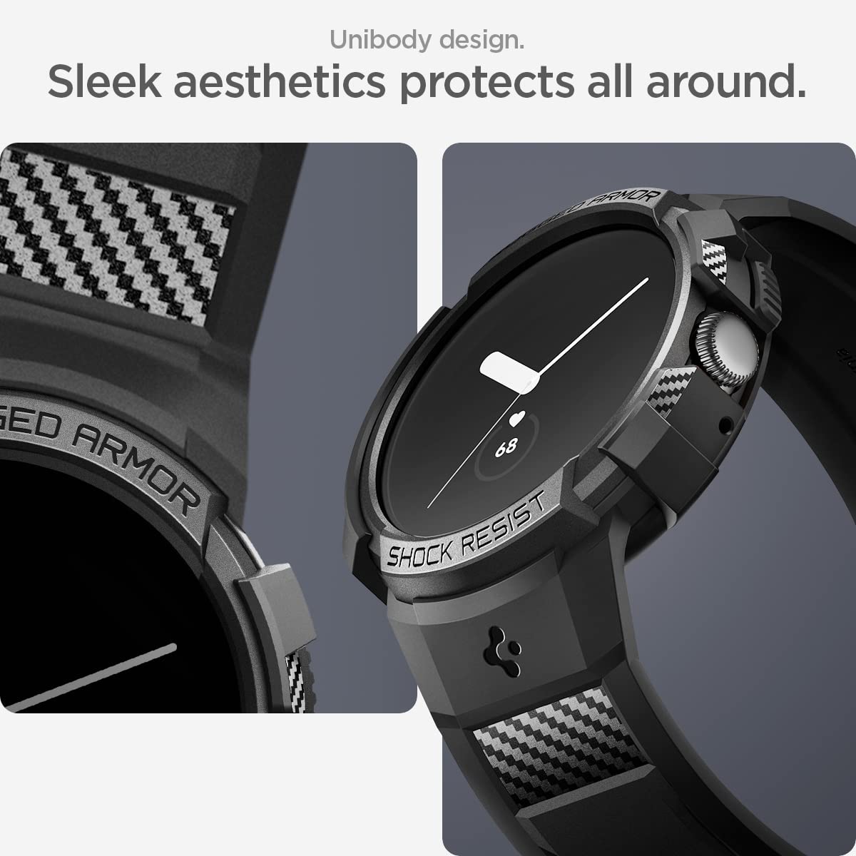 Foto 5 pulgar | Funda Con Correa Para Google Pixel Watch 3 Spigen Rugged Armor Pro De 41 Mm, Color Negro - Venta Internacional.