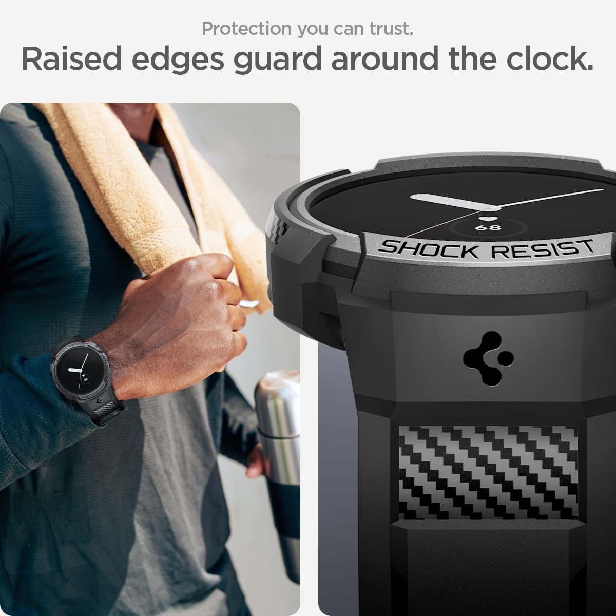 Foto 6 pulgar | Funda Con Correa Para Google Pixel Watch 3 Spigen Rugged Armor Pro De 41 Mm, Color Negro - Venta Internacional.