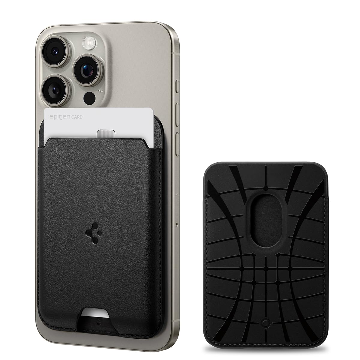 Foto 2 pulgar | Tarjetero Magnético Spigen Magfit Para Iphone Con Magsafe Pu Negro - Venta Internacional.