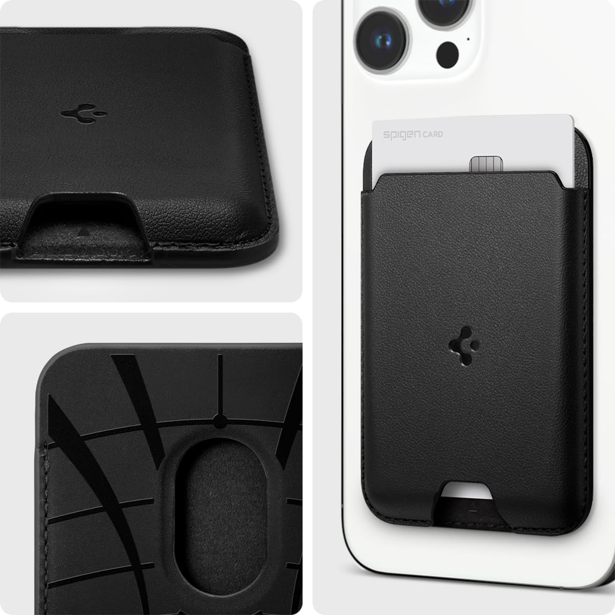 Foto 4 pulgar | Tarjetero Magnético Spigen Magfit Para Iphone Con Magsafe Pu Negro - Venta Internacional.