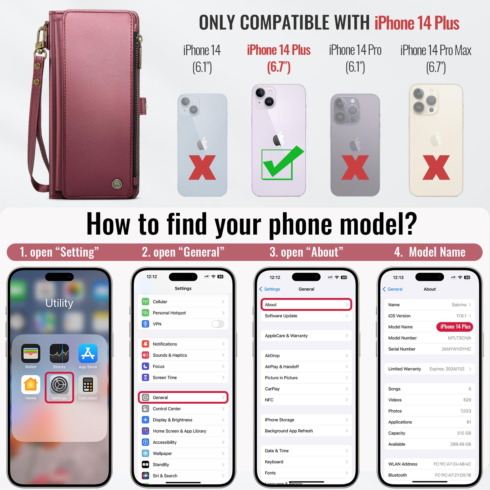 Foto 3 pulgar | Funda Para Teléfono Wallet Defense Compatible Con Iphone 14 Plus - Venta Internacional.