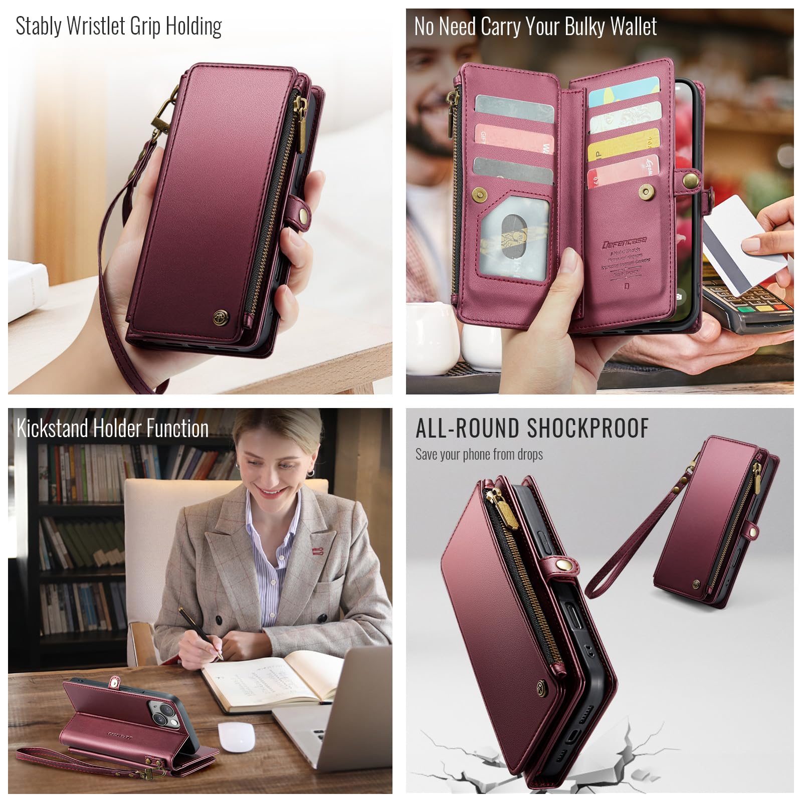 Foto 5 pulgar | Funda Para Teléfono Wallet Defense Compatible Con Iphone 14 Plus - Venta Internacional.