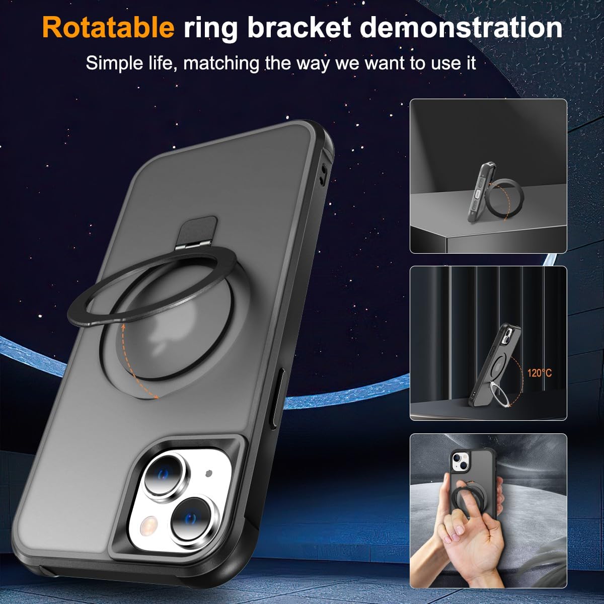 Foto 3 pulgar | Funda De Teléfono Skylmw Compatible Con Iphone 14 Plus Negra - Venta Internacional.
