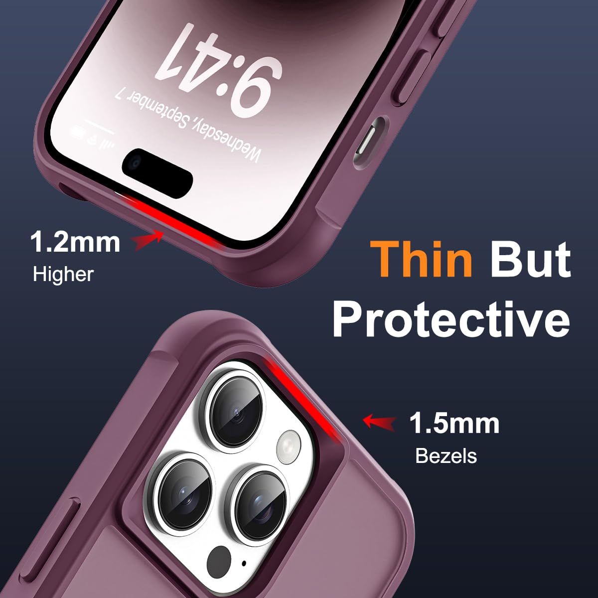 Foto 7 pulgar | Funda De Teléfono Sky-lmw Compatible Con Iphone 14 Pro, Color Rojo Vino - Venta Internacional.
