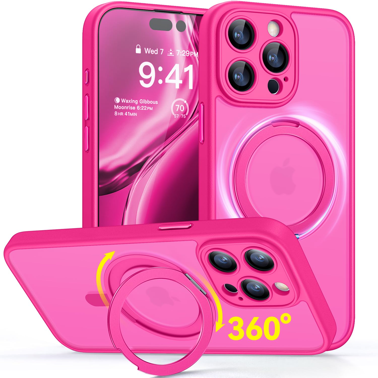 Foto 2 pulgar | Funda Para Teléfono Canshn Con Soporte Magnético Giratorio 360° Para Iphone 15 Pro - Venta Internacional.