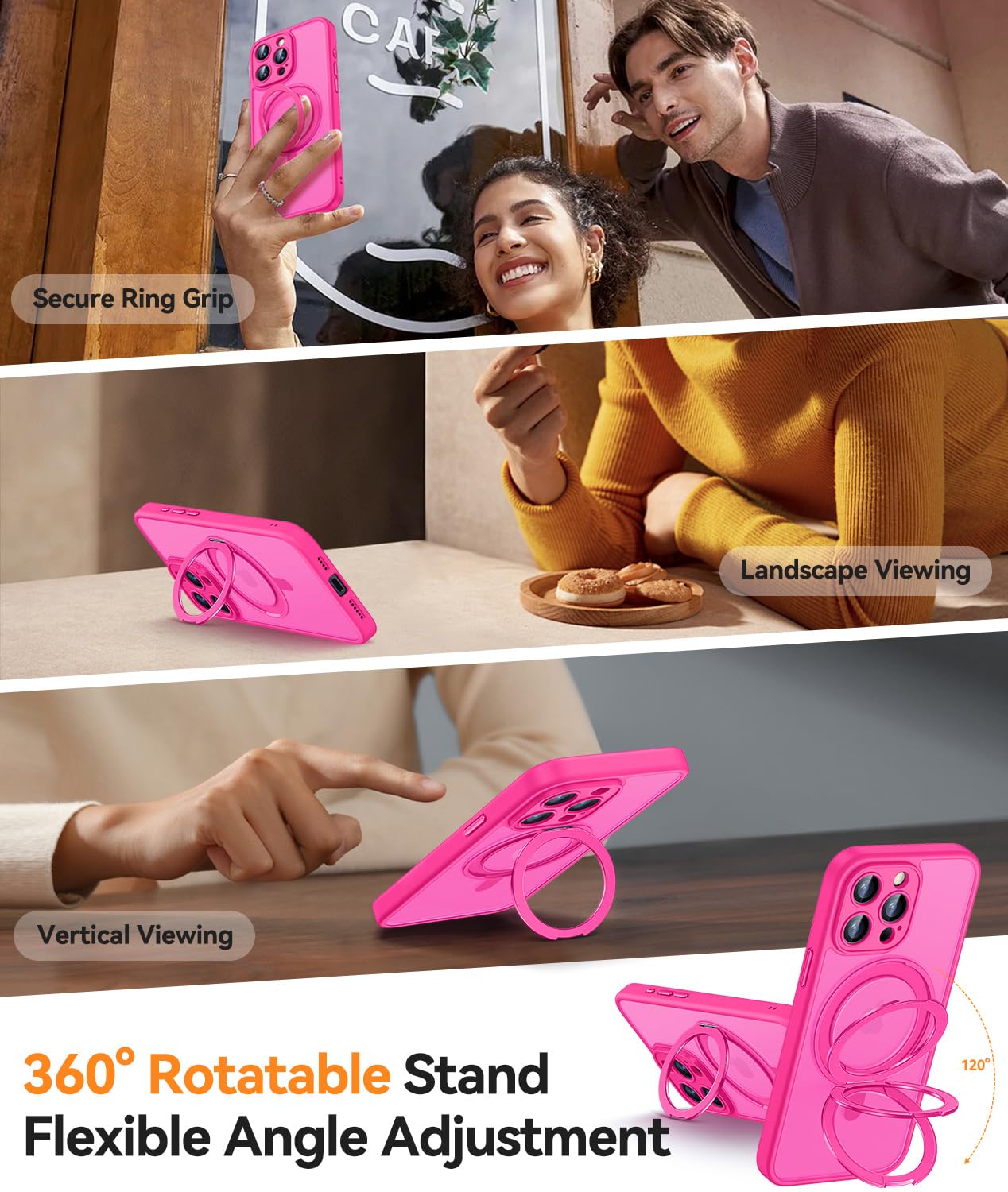 Foto 4 pulgar | Funda Para Teléfono Canshn Con Soporte Magnético Giratorio 360° Para Iphone 15 Pro - Venta Internacional.