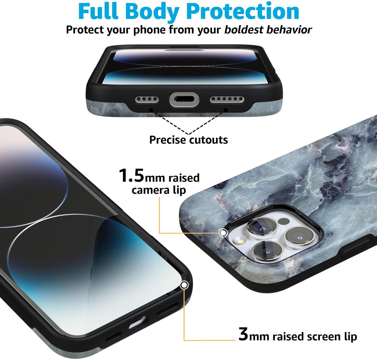 Foto 6 pulgar | Funda Para Teléfono Casely Bold Protective Marble Deep Sea Marble - Venta Internacional.