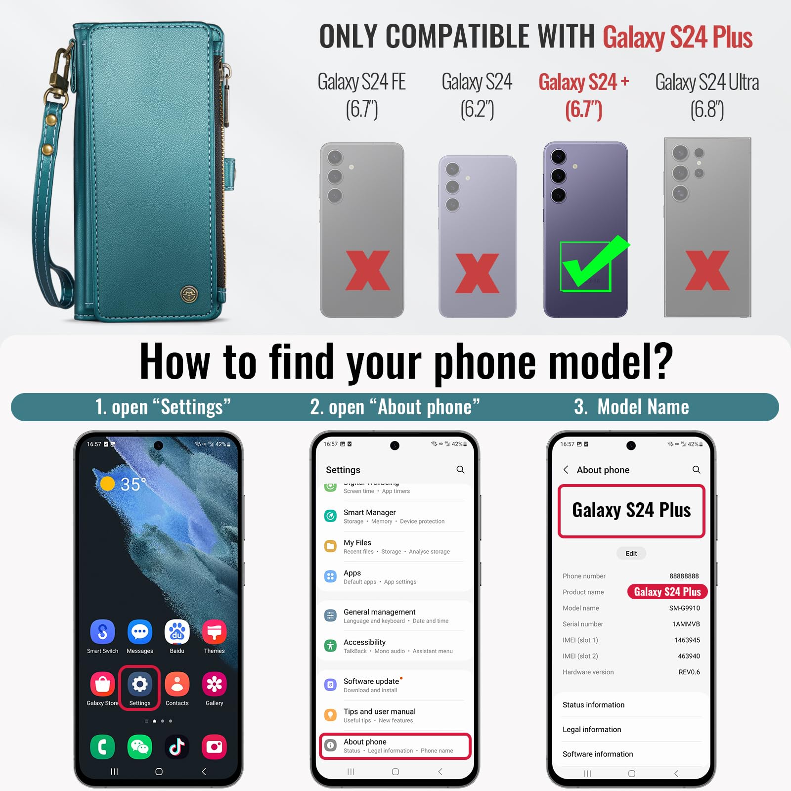 Foto 3 pulgar | Funda Wallet Defcase Compatible Con Samsung Galaxy S24 Plus - Venta Internacional.