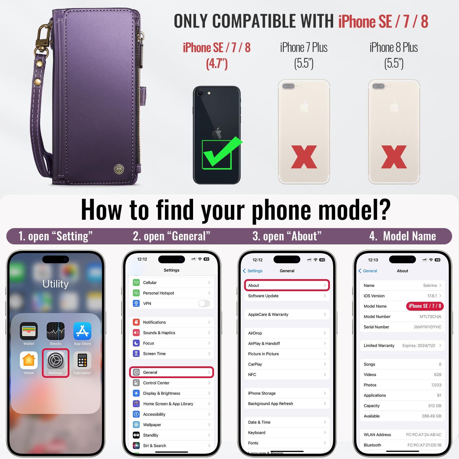 Foto 3 pulgar | Funda Wallet Defencase Compatible Con Iphone Se 2020 2022 - Venta Internacional.