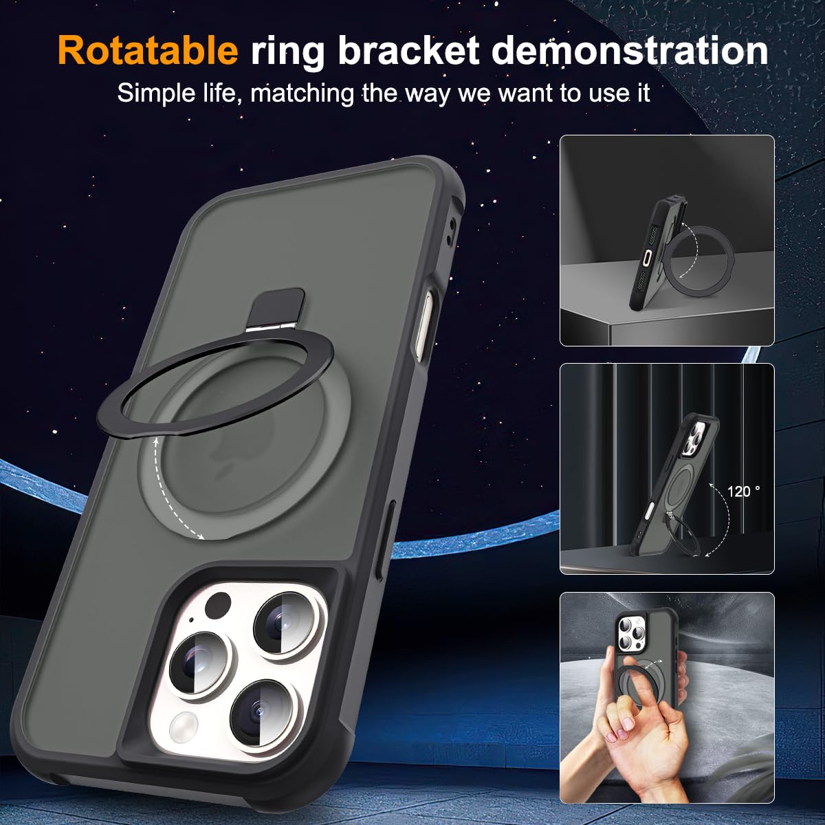 Foto 3 pulgar | Funda De Teléfono Skylmw Compatible Con Iphone 16 Pro Negra - Venta Internacional.