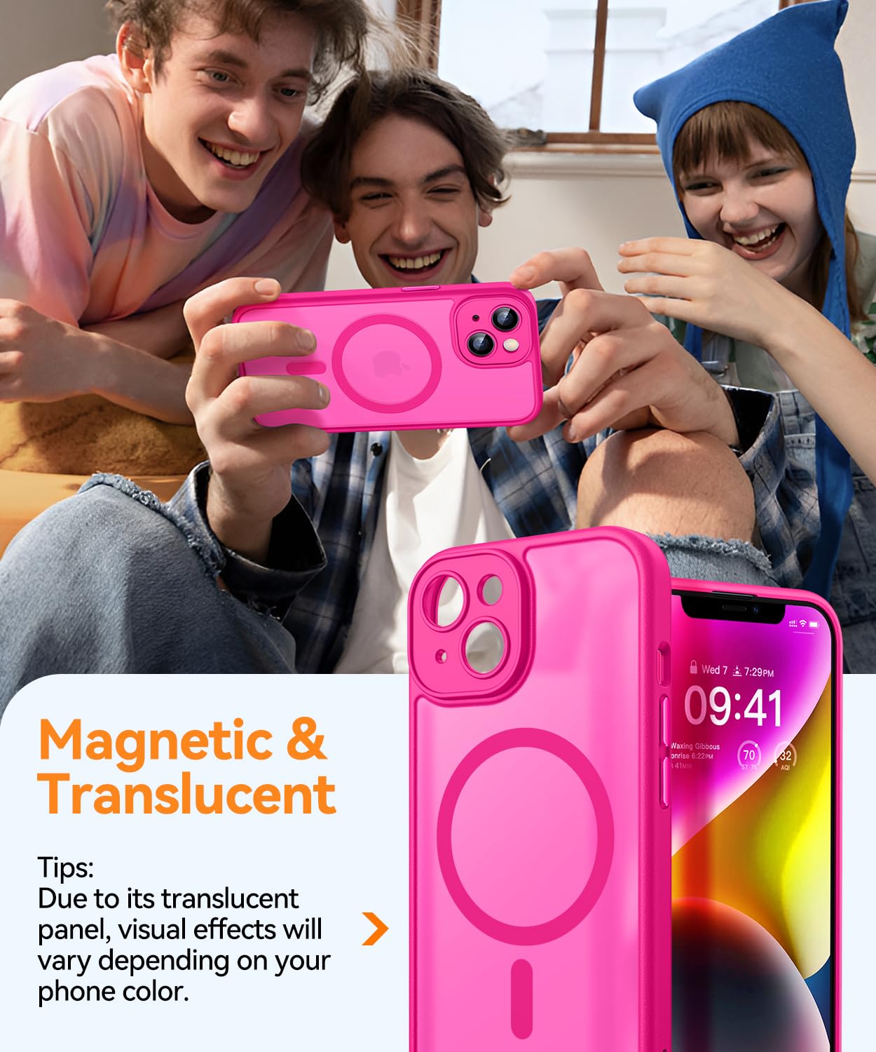 Foto 4 pulgar | Funda Magnética Canshn Para Iphone 14 6.1 - Rosa Intenso - Venta Internacional.