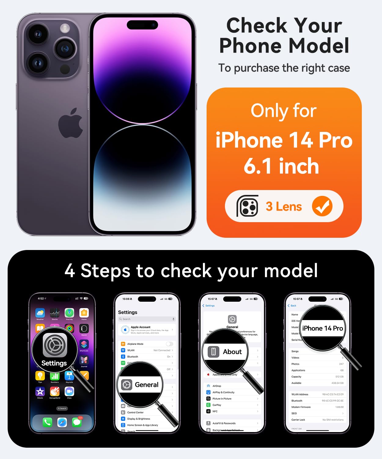 Foto 3 pulgar | Funda Magnética Canshn Compatible Con Iphone 14 Pro De 6.1 Pulgadas - Venta Internacional.