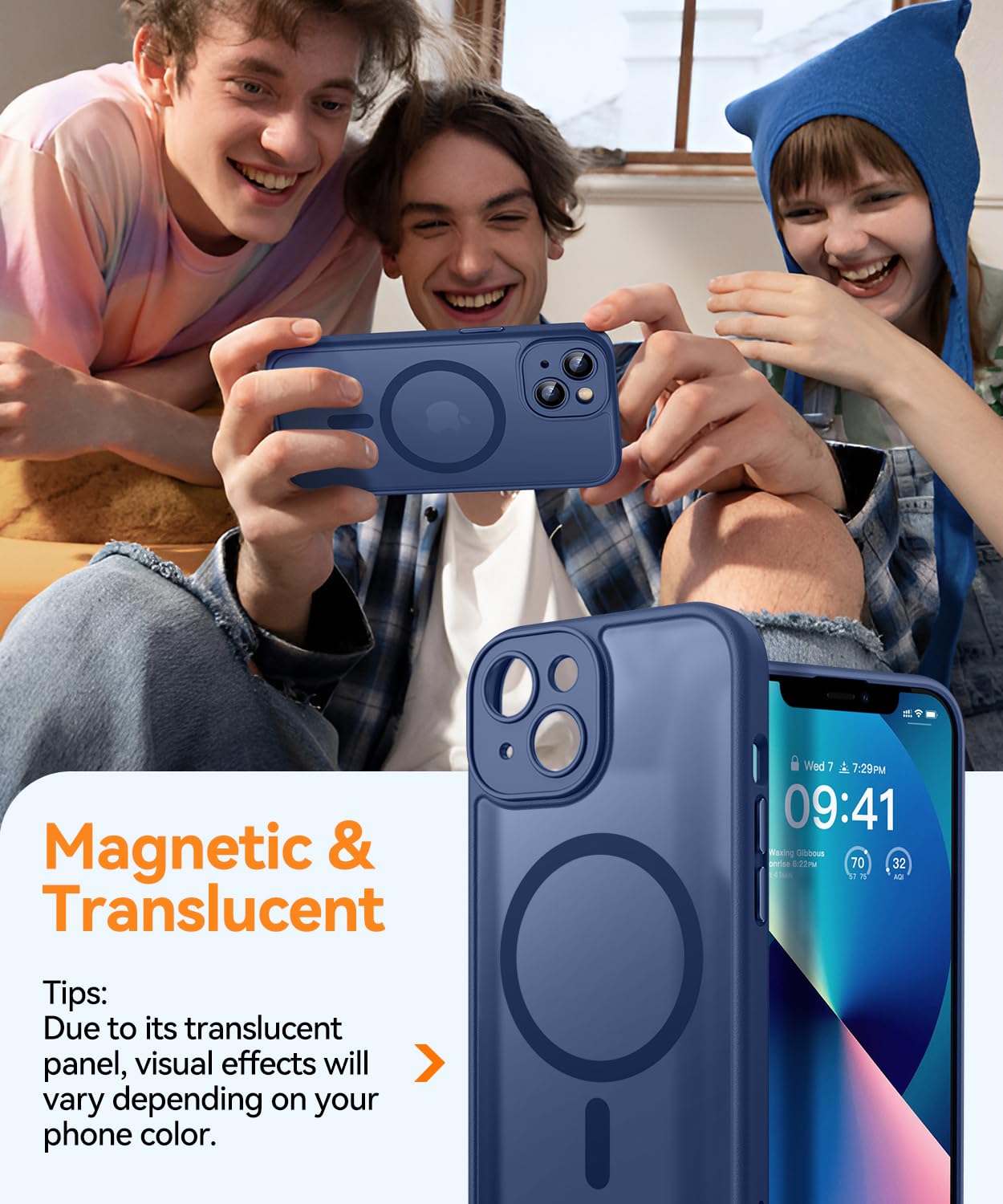 Foto 4 pulgar | Funda Magnética Canshn Para Iphone 13 6.1 - Azul Oscuro - Venta Internacional.
