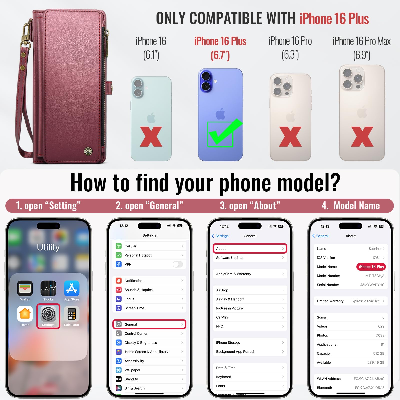 Foto 3 pulgar | Funda Para Teléfono Wallet Defense Compatible Con Iphone 16 Plus - Venta Internacional.