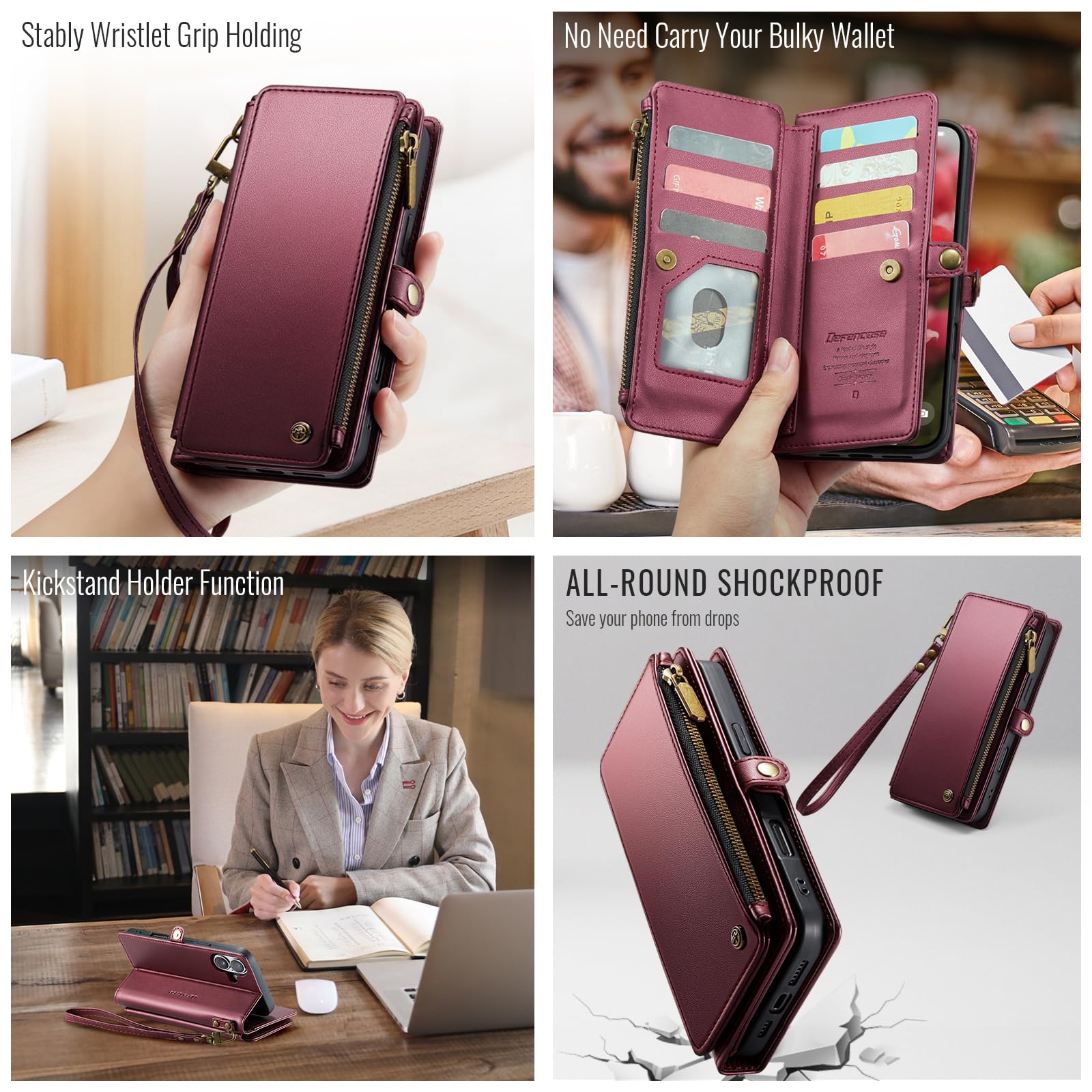 Foto 6 pulgar | Funda Para Teléfono Wallet Defense Compatible Con Iphone 16 Plus - Venta Internacional.
