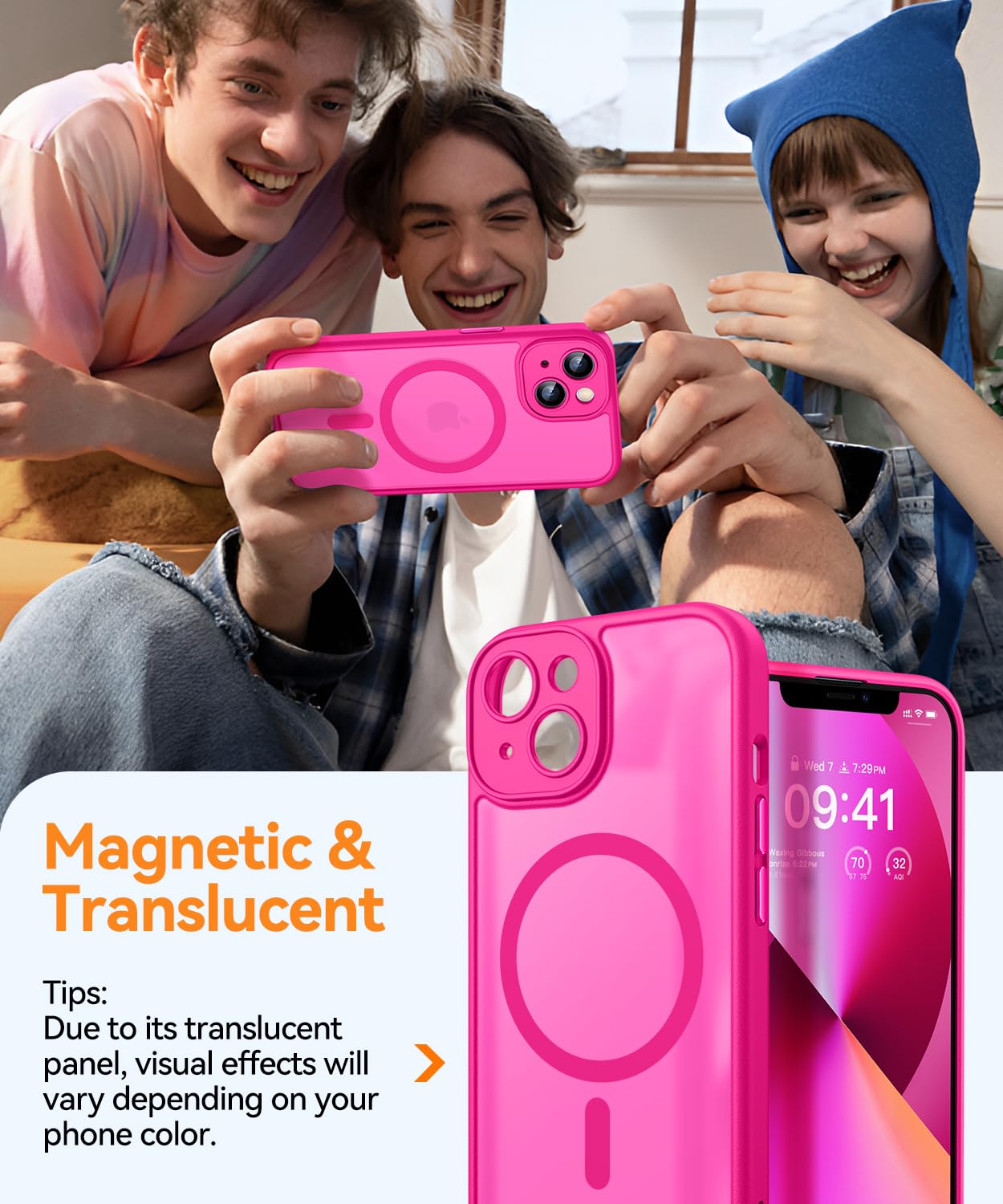 Foto 4 pulgar | Funda Magnética Canshn Para Iphone 13 6.1 - Rosa Intenso - Venta Internacional.