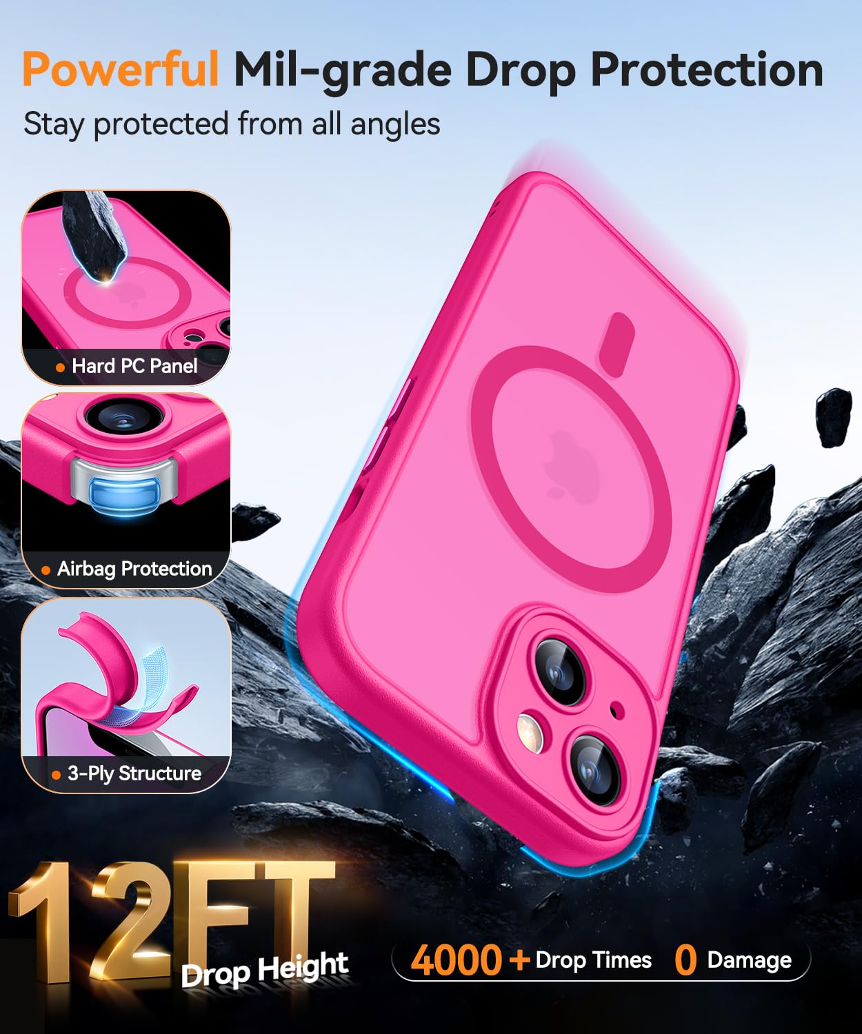 Foto 8 pulgar | Funda Magnética Canshn Para Iphone 13 6.1 - Rosa Intenso - Venta Internacional.