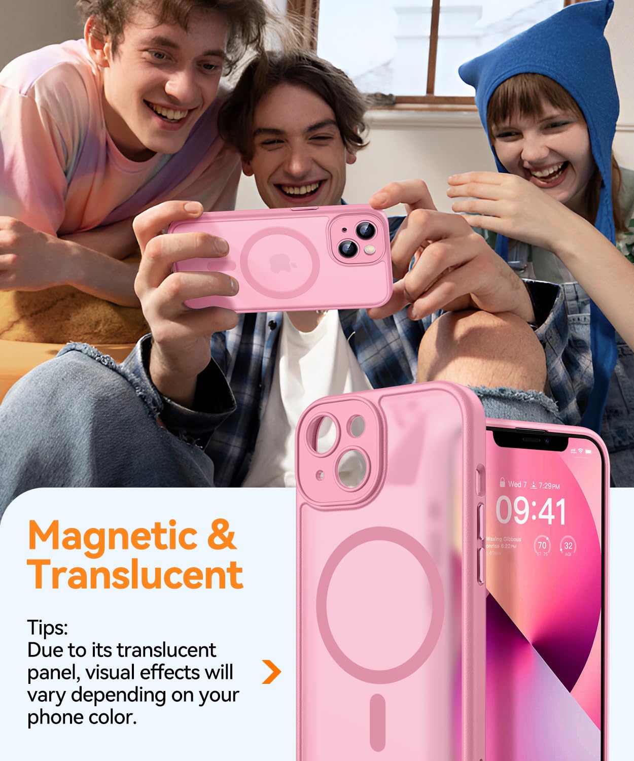 Foto 4 pulgar | Funda Magnética Canshn Para Iphone 13 6.1 - Rosa - Venta Internacional.