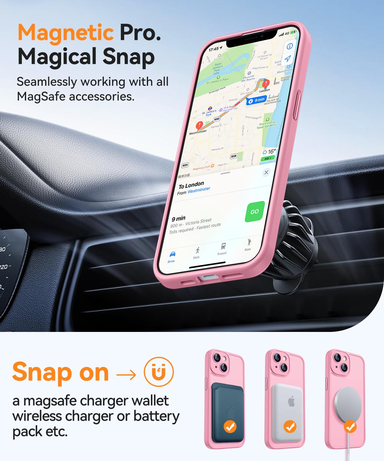Foto 6 pulgar | Funda Magnética Canshn Para Iphone 13 6.1 - Rosa - Venta Internacional.