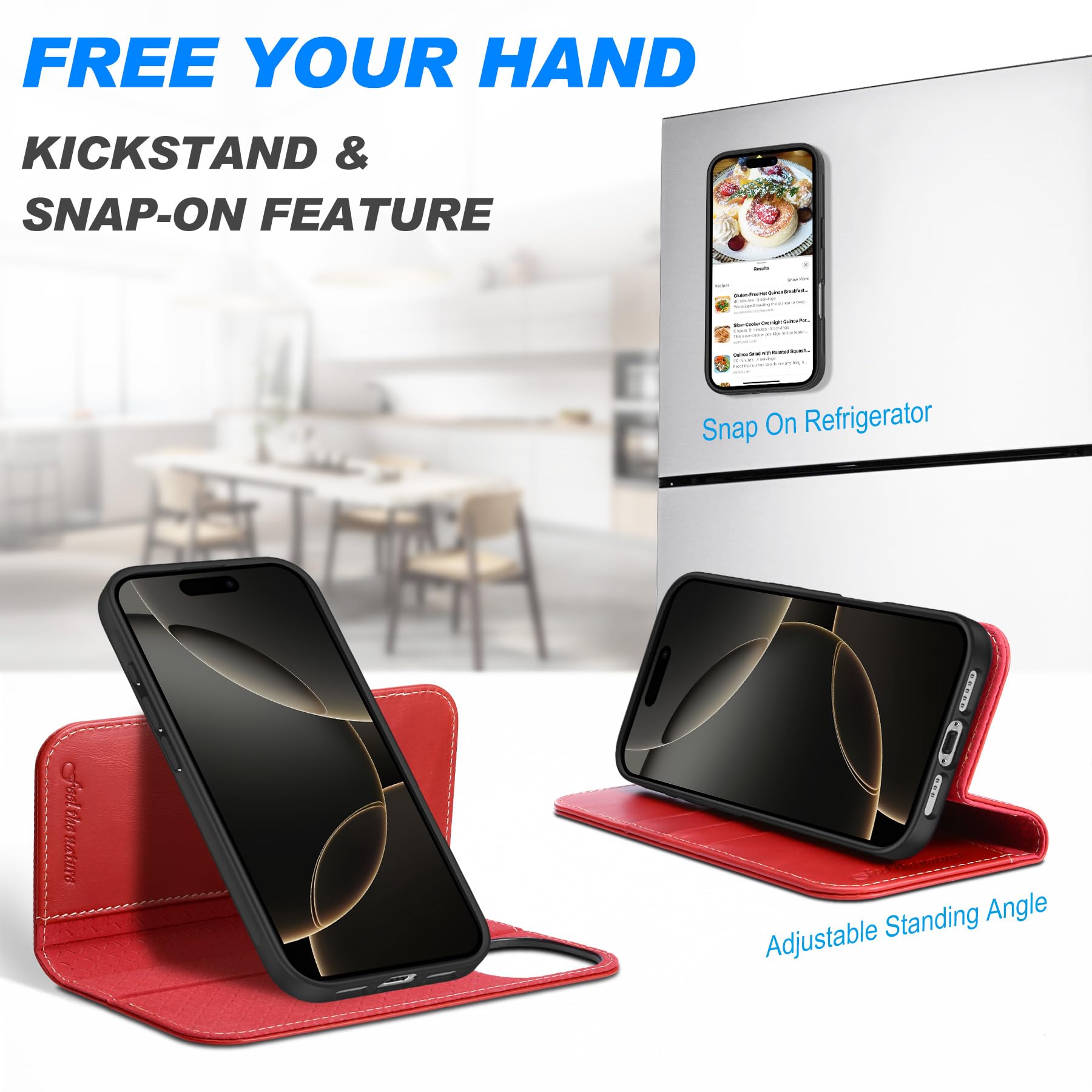 Foto 6 pulgar | Funda Shieldon Para Iphone 16 Pro 6.3 De Piel Auténtica Roja - Venta Internacional.