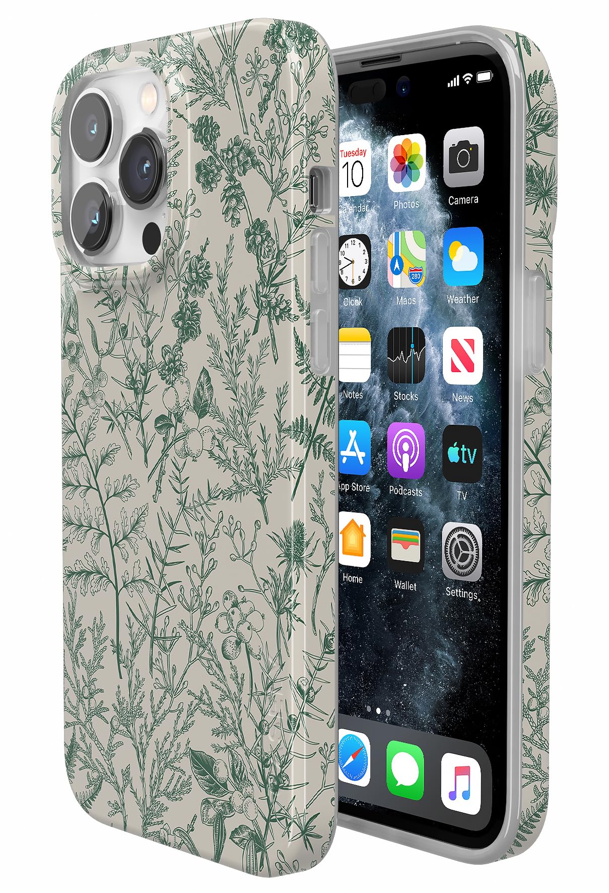 Foto 3 pulgar | Funda De Teléfono Casely Sage Garden Green Floral Para Iphone 14 Pro - Venta Internacional.