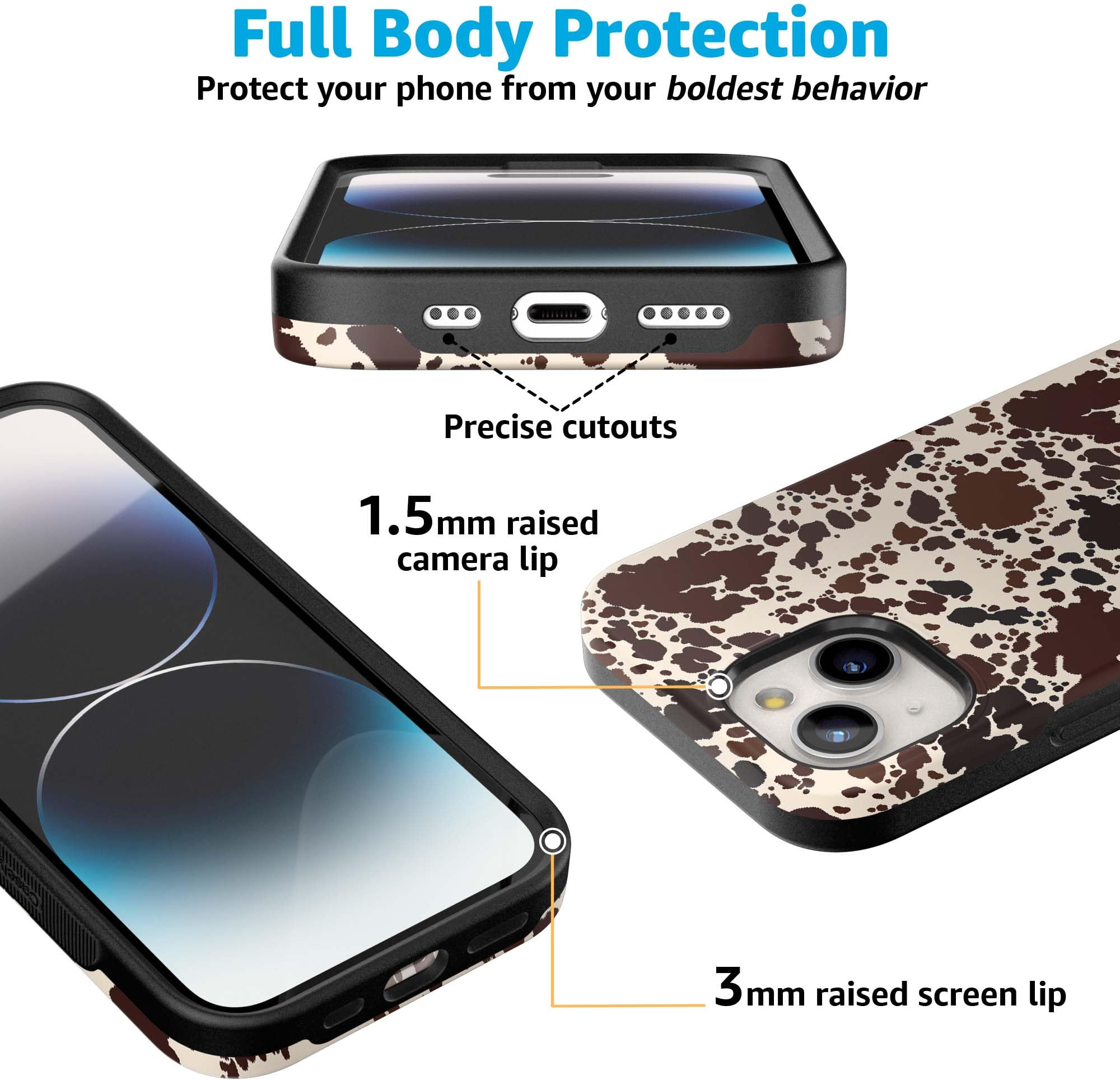 Foto 5 pulgar | Funda Para Teléfono Casely Cowgirl Envy Cow Print Para Iphone 15 Magsafe - Venta Internacional.