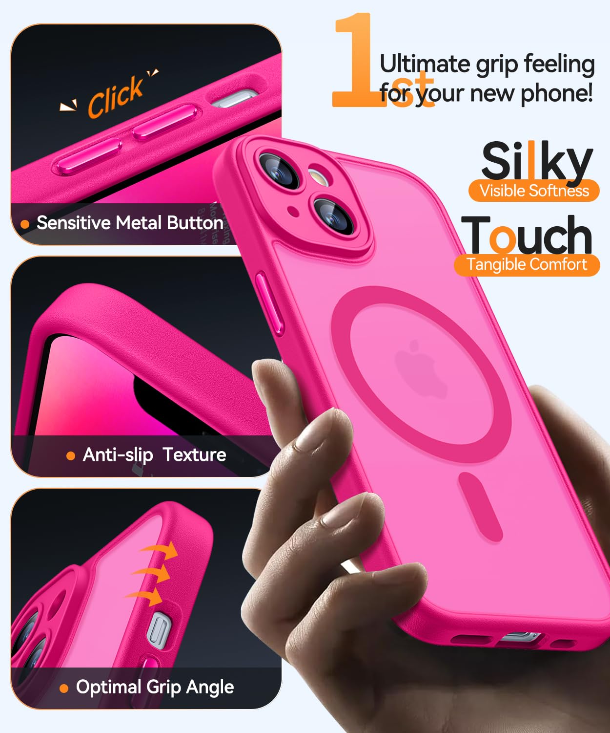 Foto 5 pulgar | Funda Magnética Canshn Para Iphone 14 Plus, Color Rosa Intenso - Venta Internacional.