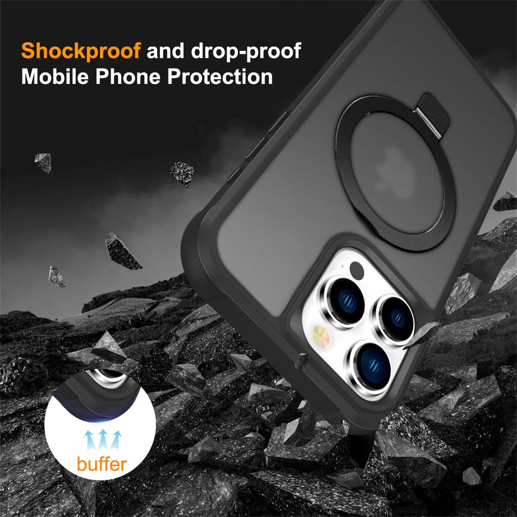 Foto 7 pulgar | Funda De Teléfono Skylmw Compatible Con Iphone 15 Pro Con Soporte Negro - Venta Internacional.