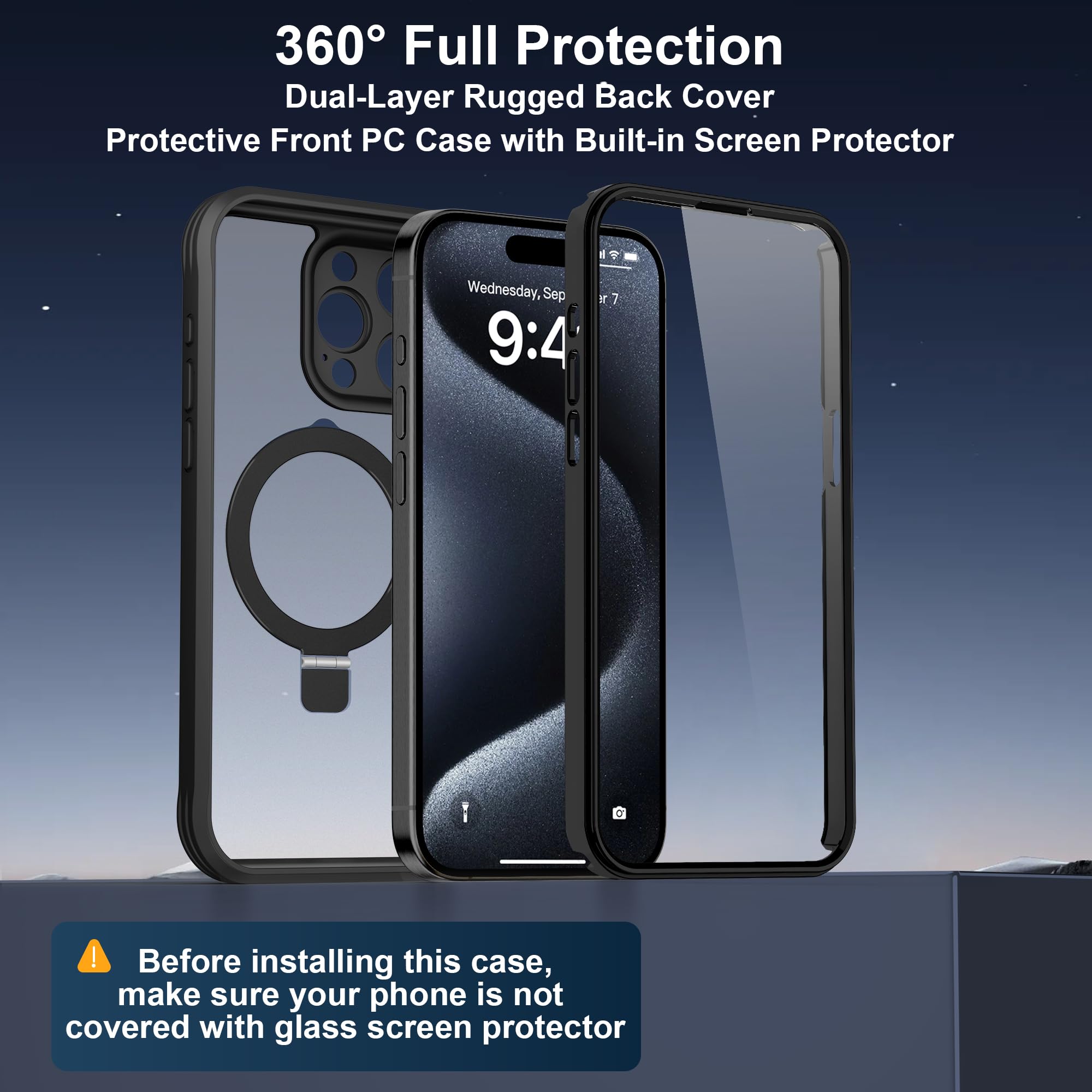 Foto 3 pulgar | Funda De Teléfono Skylmw Para Iphone 15 Pro Max Con Soporte Magnético - Venta Internacional.
