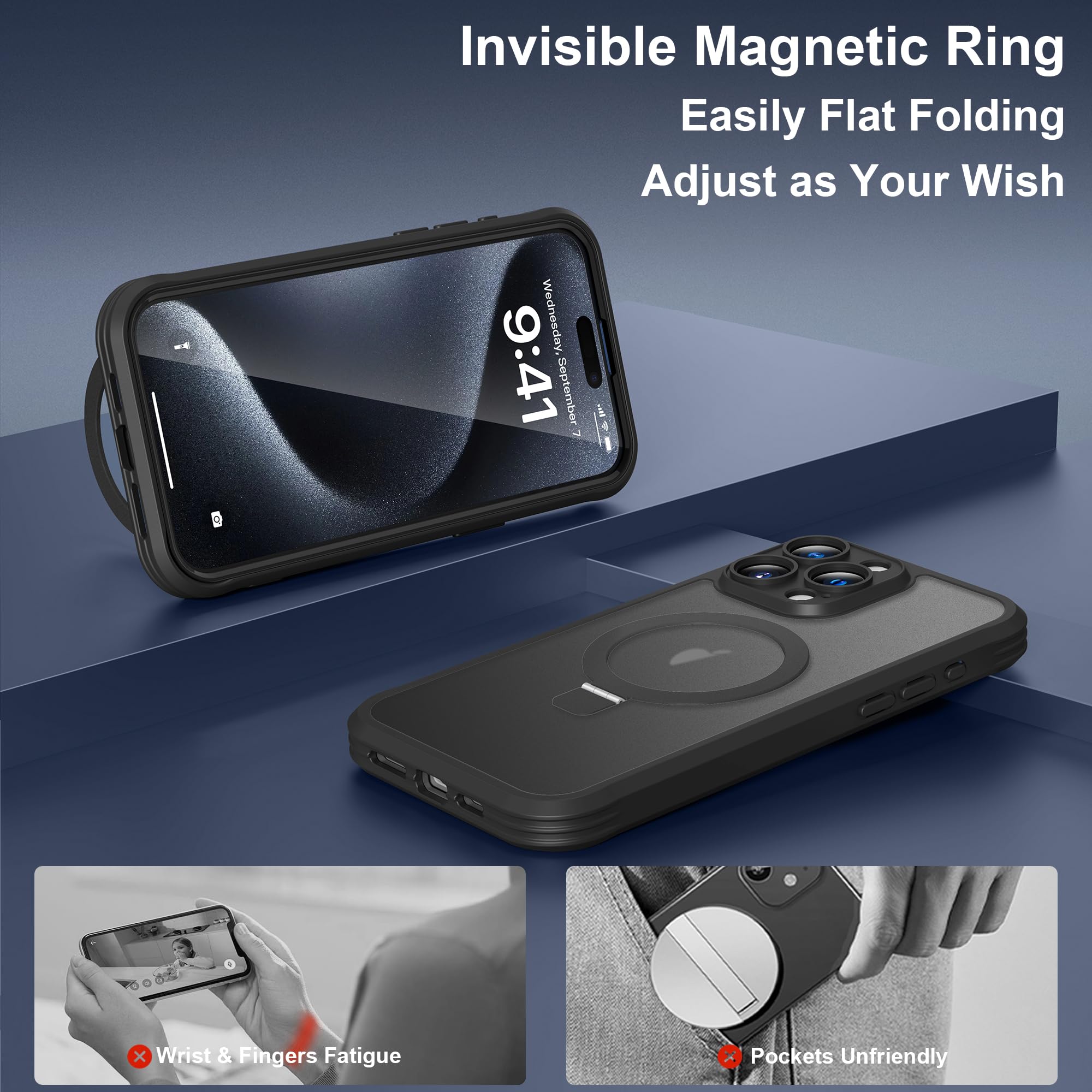 Foto 7 pulgar | Funda De Teléfono Skylmw Para Iphone 15 Pro Max Con Soporte Magnético - Venta Internacional.