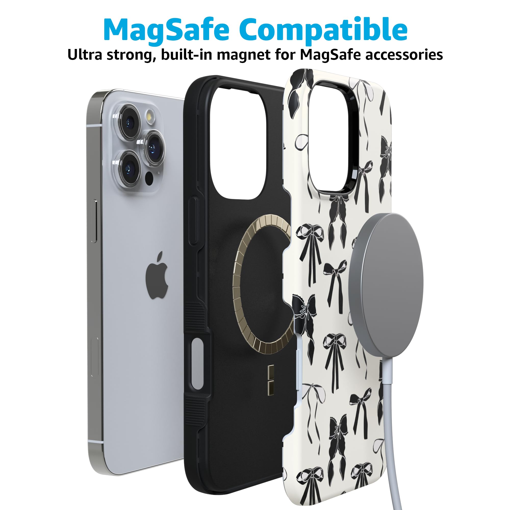 Foto 3 pulgar | Funda Para Teléfono Casely Goth Girlie Black Bows Para Iphone 16 Pro Max - Venta Internacional.
