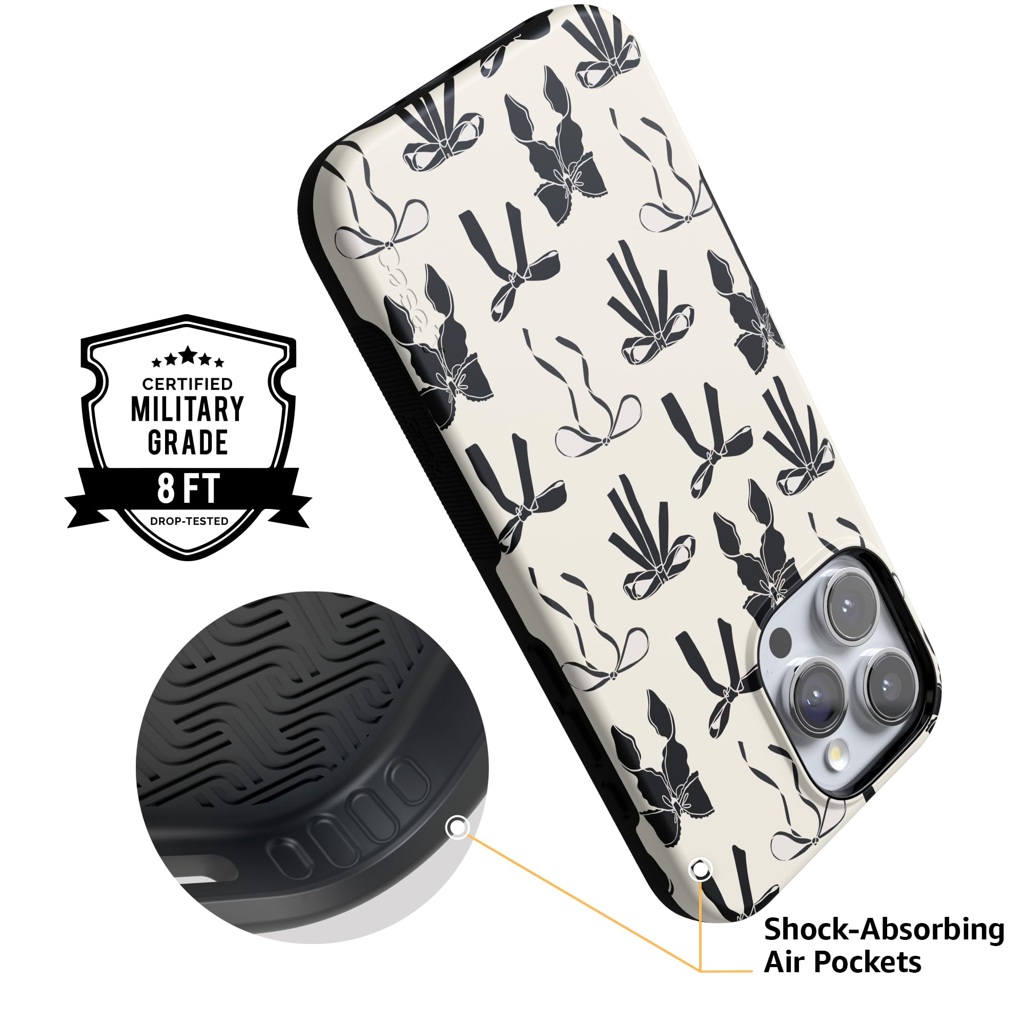 Foto 6 pulgar | Funda Para Teléfono Casely Goth Girlie Black Bows Para Iphone 16 Pro Max - Venta Internacional.