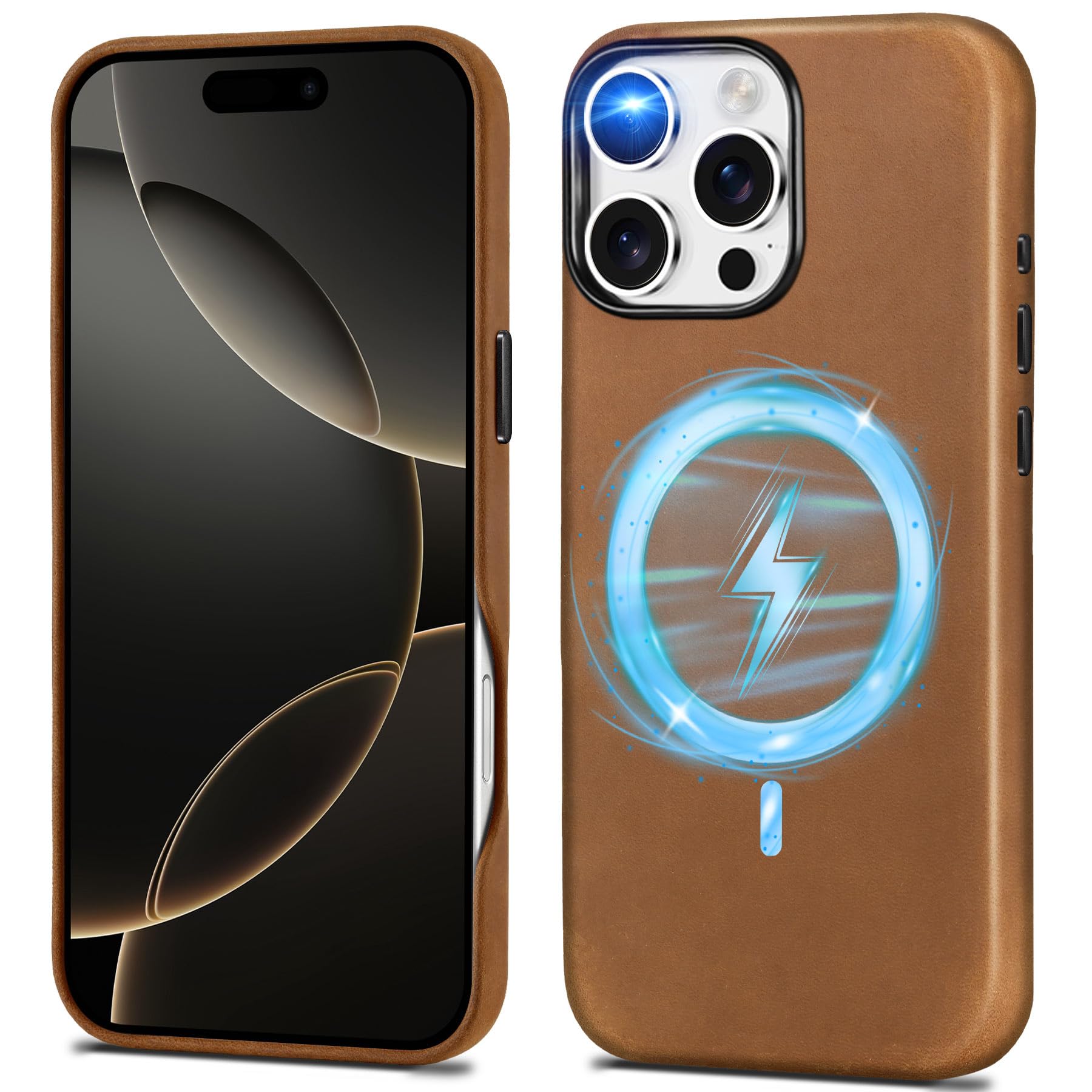 Foto 2 pulgar | Funda Shieldon Para Iphone 16 Pro Max De 6.9'', Piel De Crazy Horse - Venta Internacional.
