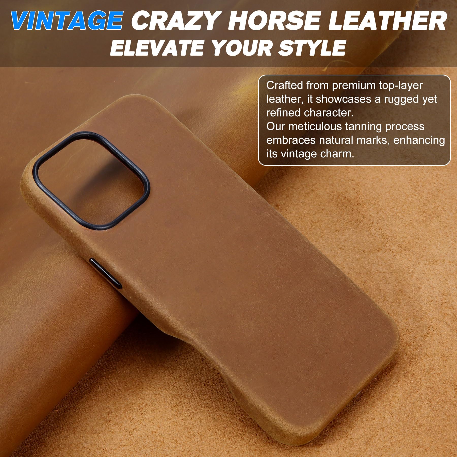 Foto 4 pulgar | Funda Shieldon Para Iphone 16 Pro Max De 6.9'', Piel De Crazy Horse - Venta Internacional.