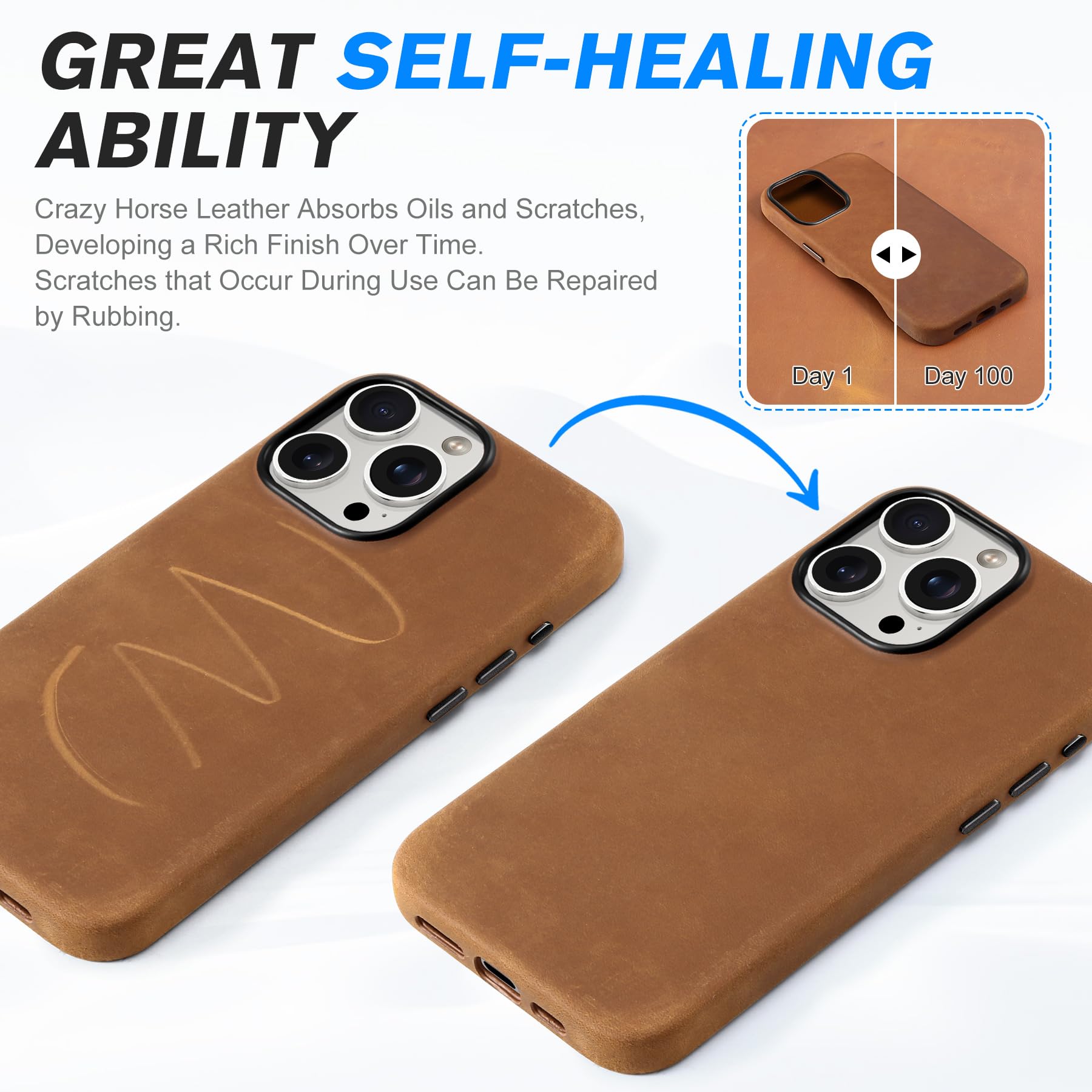 Foto 6 pulgar | Funda Shieldon Para Iphone 16 Pro Max De 6.9'', Piel De Crazy Horse - Venta Internacional.