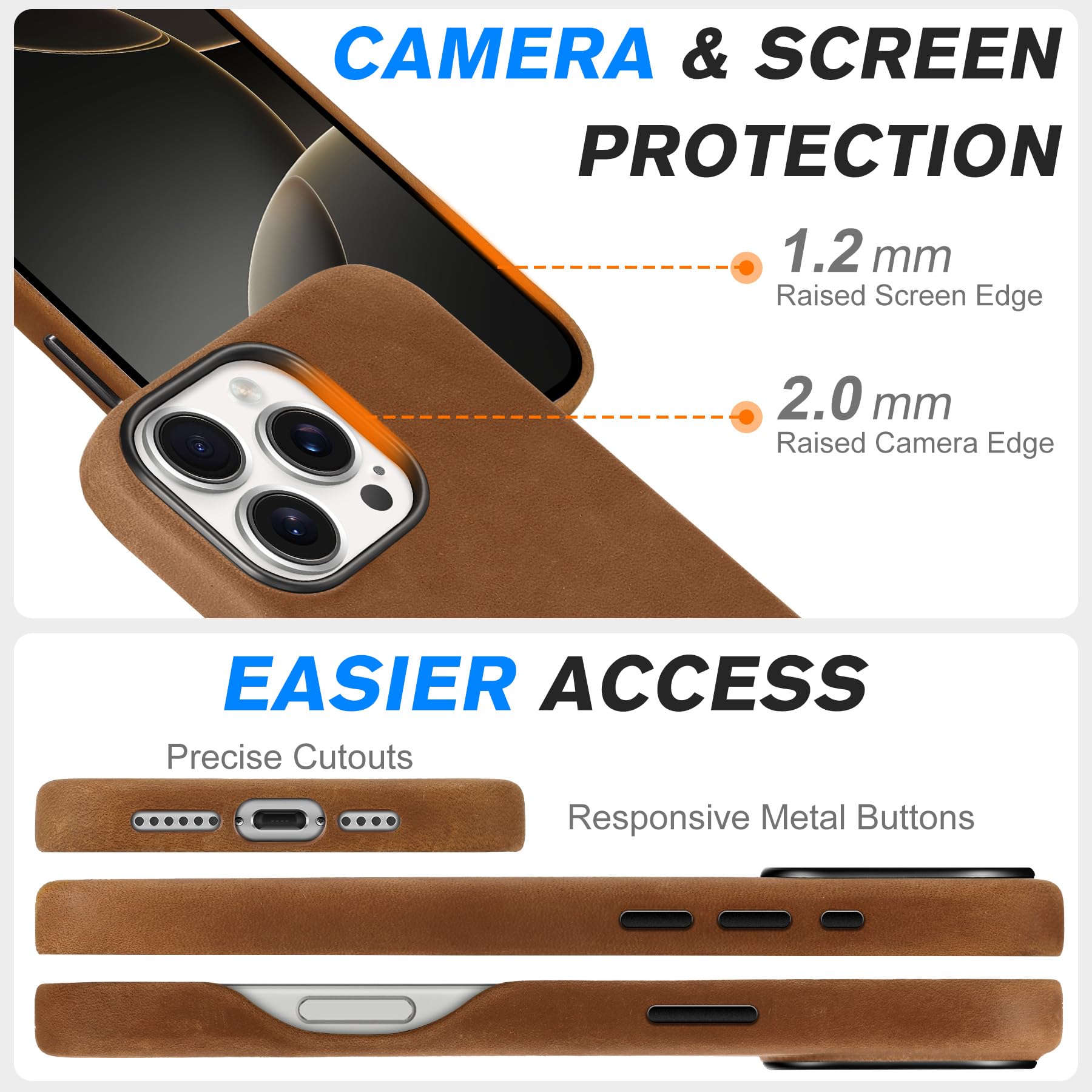 Foto 8 pulgar | Funda Shieldon Para Iphone 16 Pro Max De 6.9'', Piel De Crazy Horse - Venta Internacional.