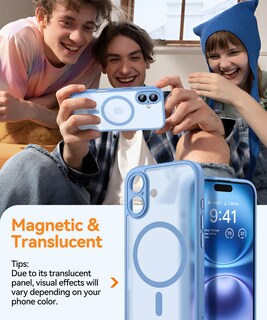 Foto 3 | Funda Magnética Canshn Para Iphone 16 A Prueba De Golpes, Color Azul Claro - Venta Internacional.