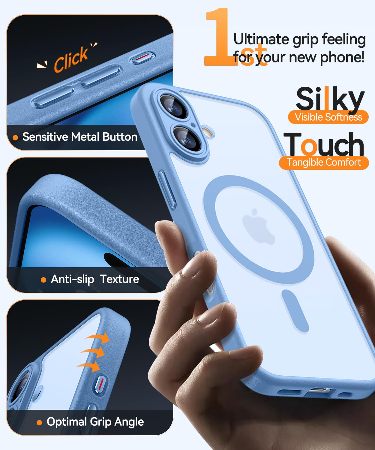 Foto 7 pulgar | Funda Magnética Canshn Para Iphone 16 A Prueba De Golpes, Color Azul Claro - Venta Internacional.