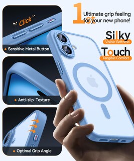 Foto 6 | Funda Magnética Canshn Para Iphone 16 A Prueba De Golpes, Color Azul Claro - Venta Internacional.