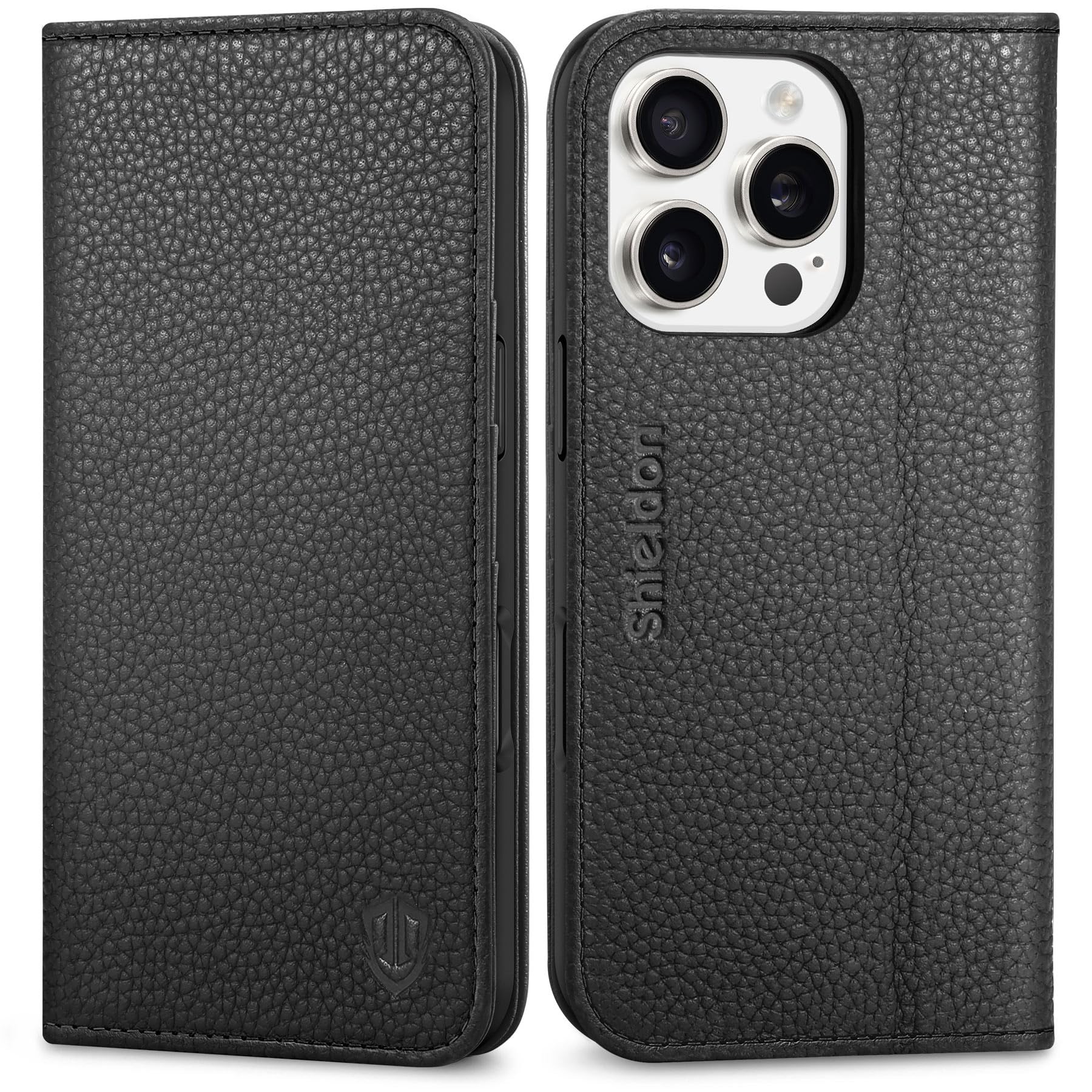 Foto 2 pulgar | Funda Shieldon Para Iphone 16 Pro 5g De Piel Auténtica Negra - Venta Internacional.
