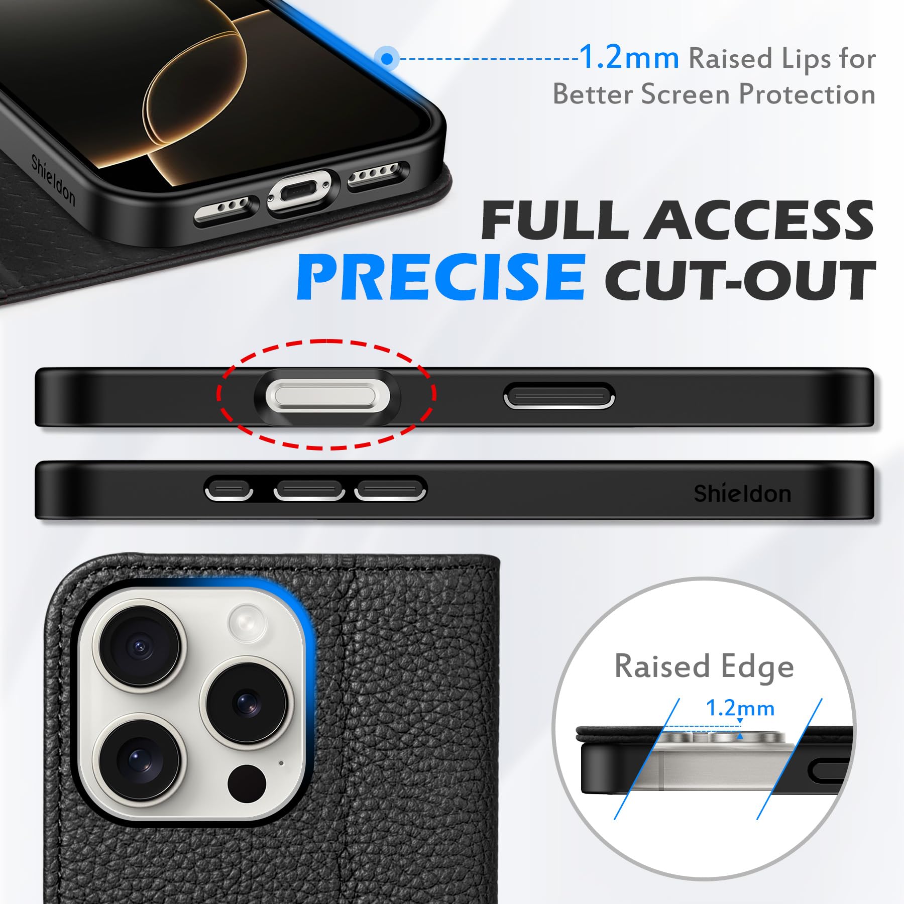 Foto 8 pulgar | Funda Shieldon Para Iphone 16 Pro 5g De Piel Auténtica Negra - Venta Internacional.