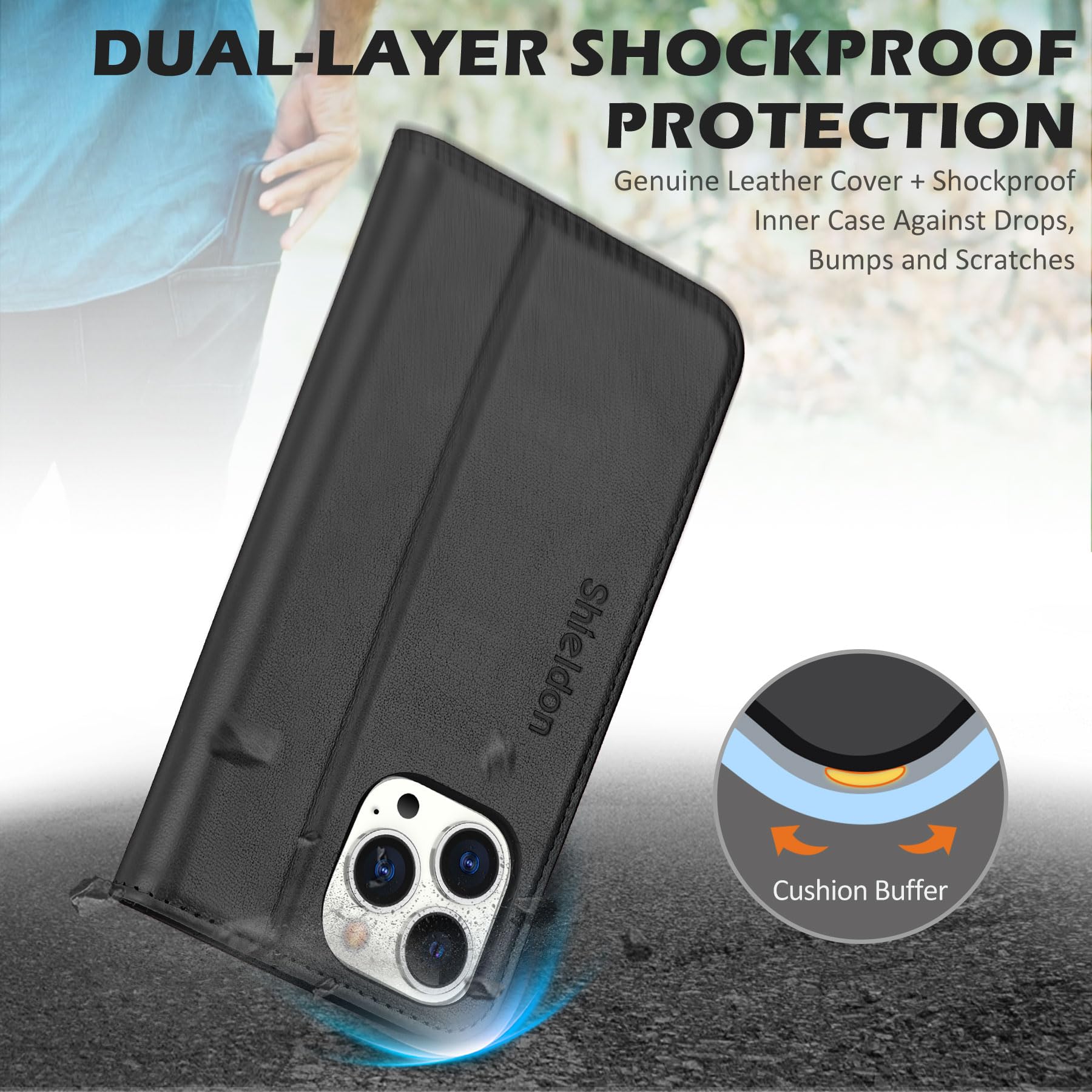 Foto 6 pulgar | Funda De Teléfono Shieldon Para Iphone 14 Pro Max 5g De 6.7 Pulgadas - Negra - Venta Internacional.