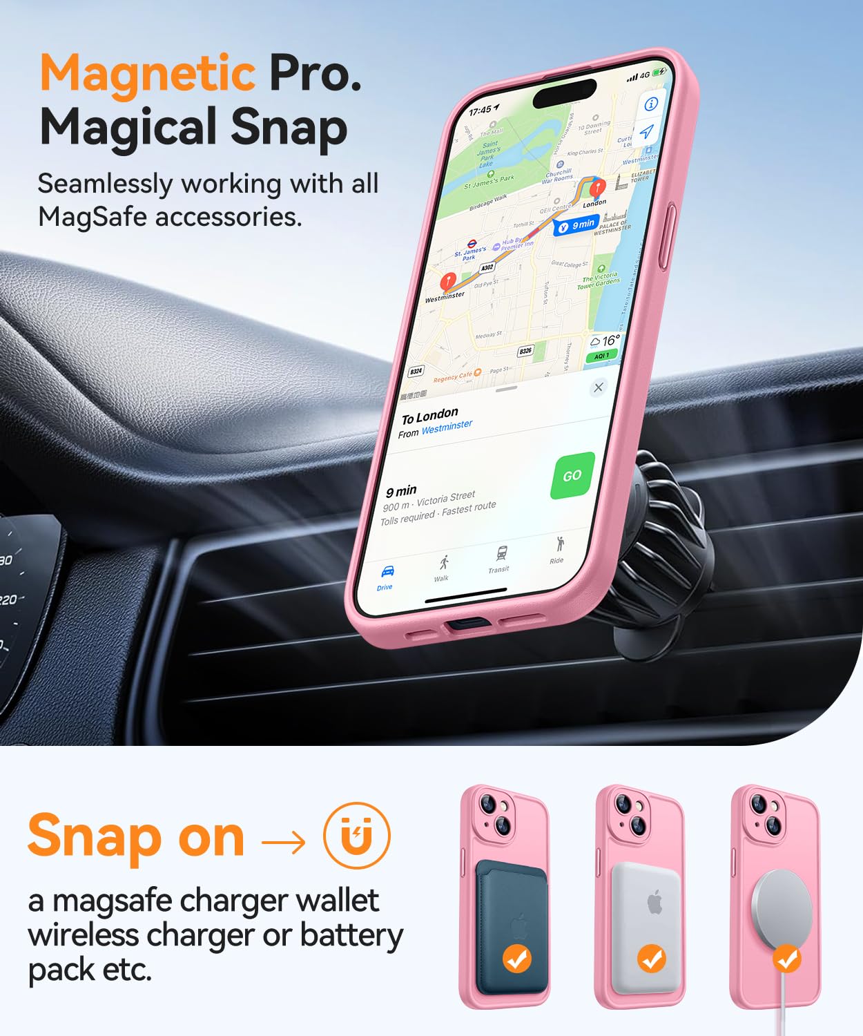 Foto 5 pulgar | Funda Magnética Canshn Para Iphone 15 6.1 - Rosa - Venta Internacional.