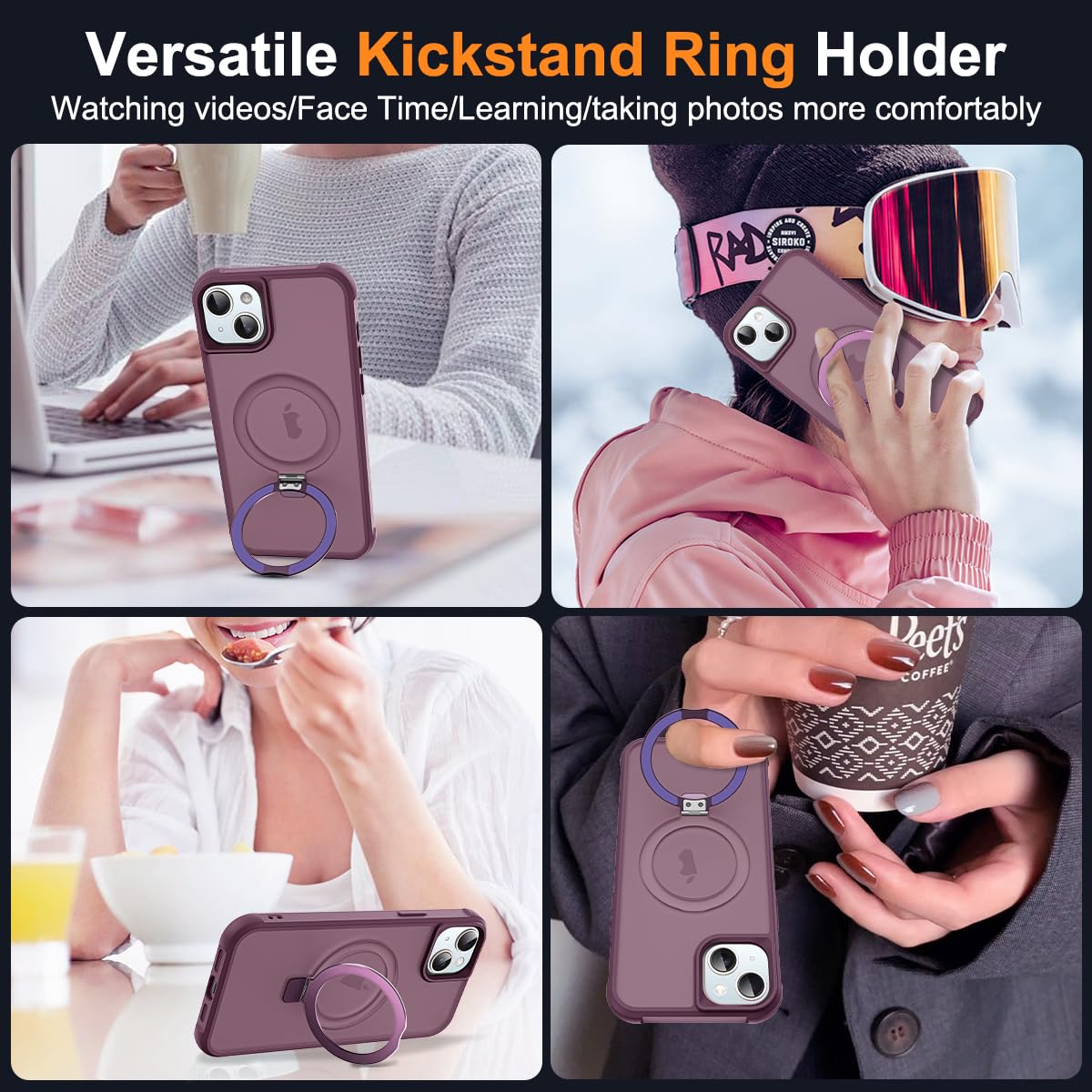 Foto 6 pulgar | Funda De Teléfono Skylmw Compatible Con Iphone 13 Y 14 6.1, Color Rojo Vino - Venta Internacional.