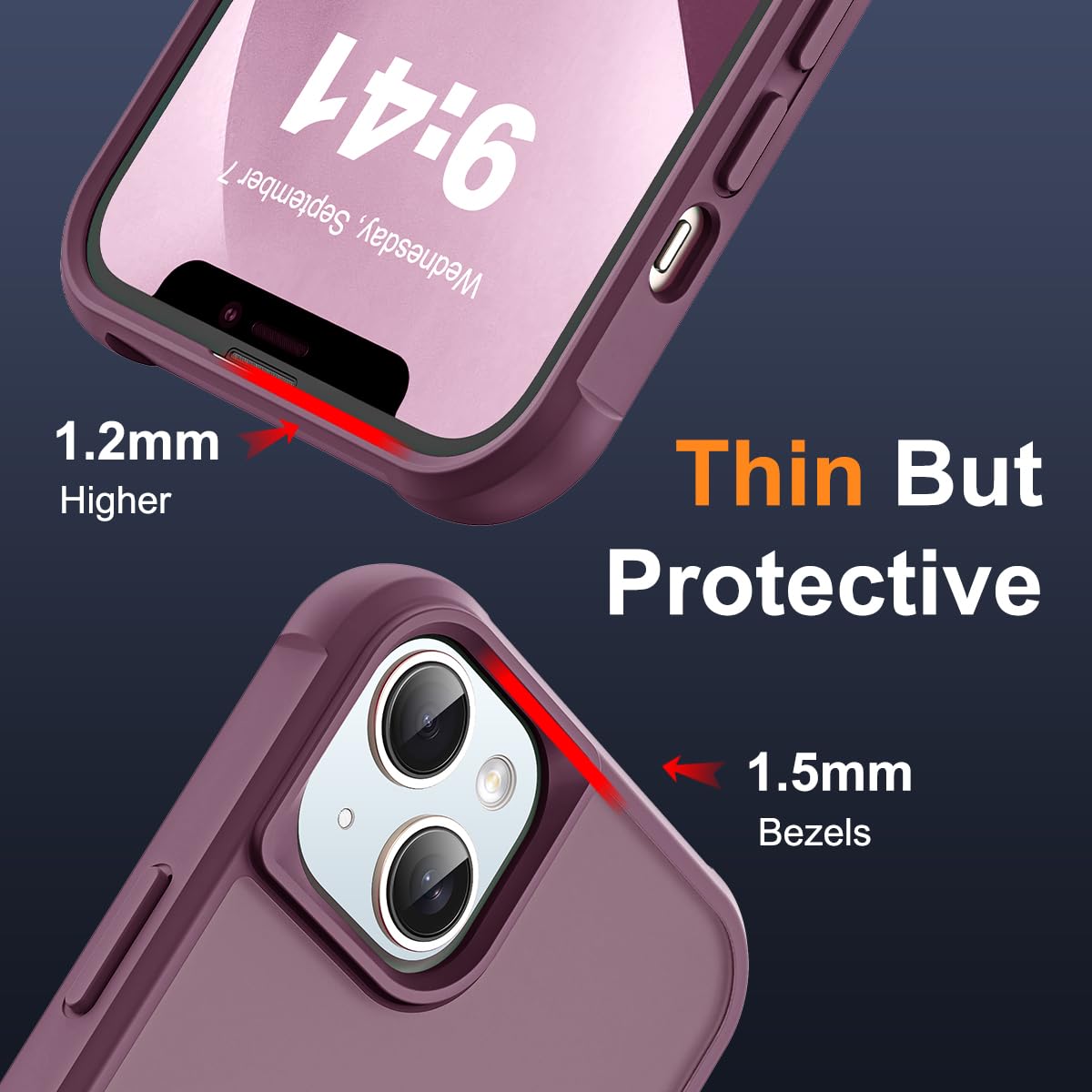 Foto 7 pulgar | Funda De Teléfono Skylmw Compatible Con Iphone 13 Y 14 6.1, Color Rojo Vino - Venta Internacional.