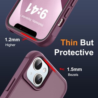 Foto 6 | Funda De Teléfono Skylmw Compatible Con Iphone 13 Y 14 6.1, Color Rojo Vino - Venta Internacional.