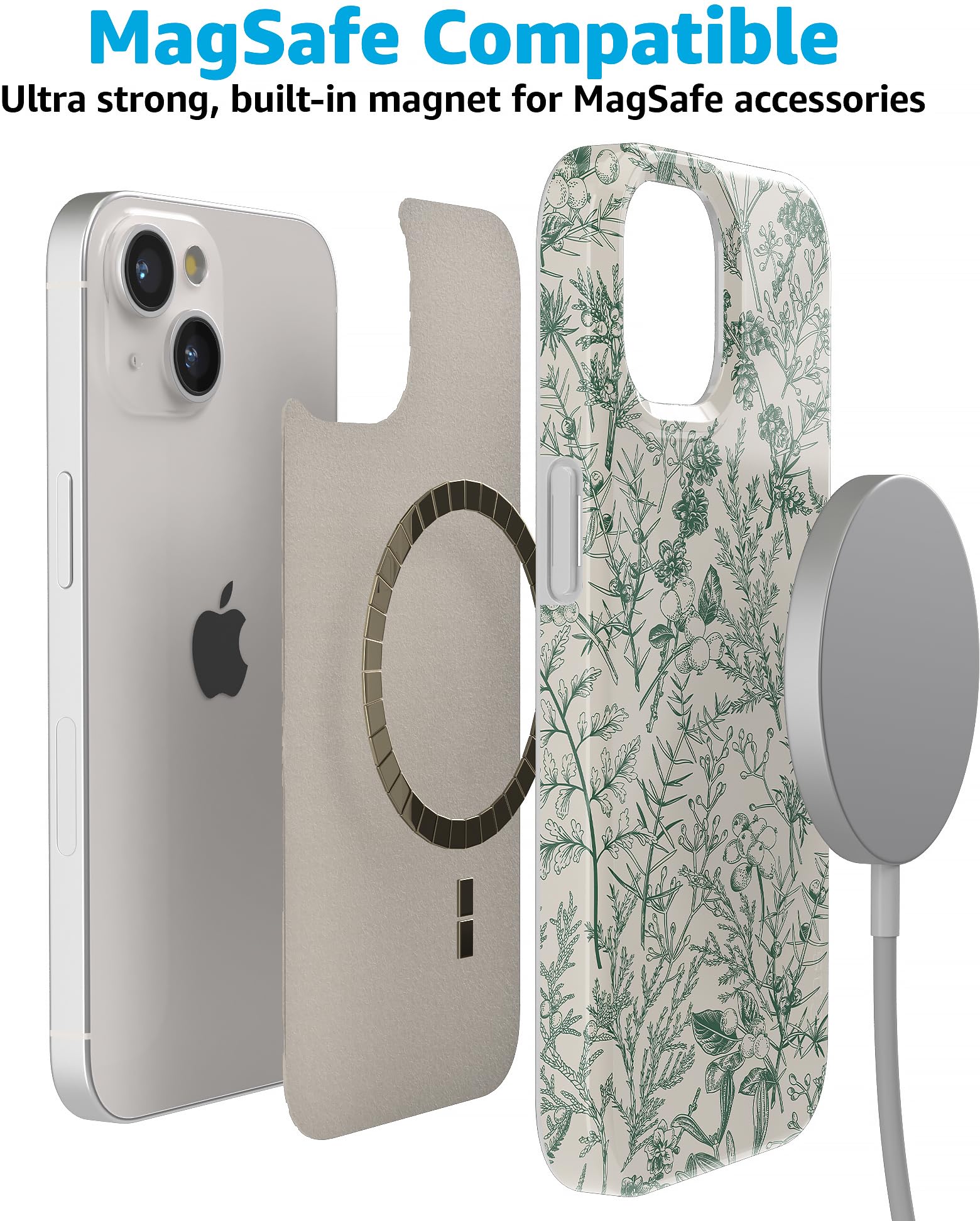 Foto 4 pulgar | Funda De Teléfono Casely Sage Garden Green Floral Para Iphone 15 - Venta Internacional.