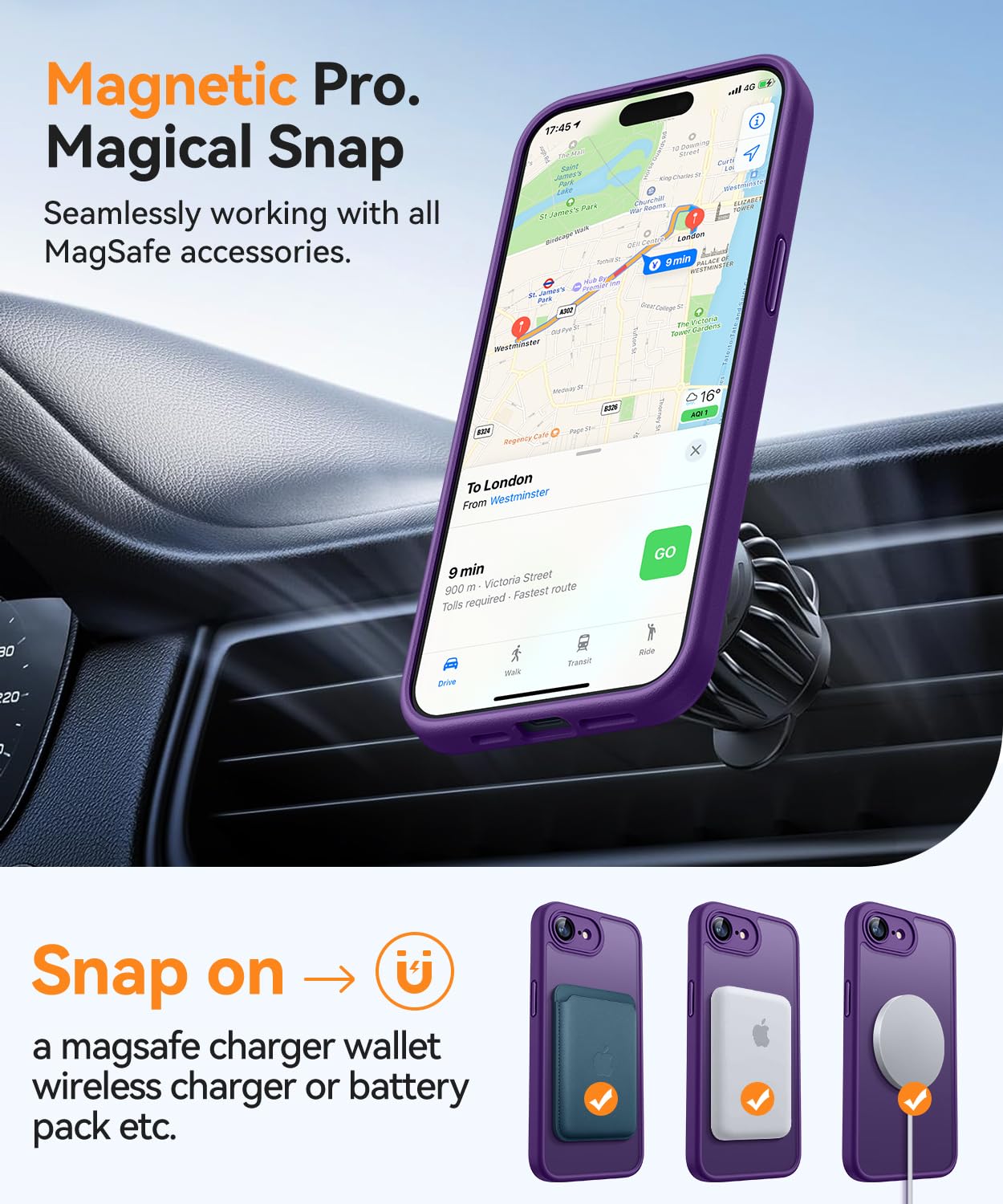 Foto 5 pulgar | Funda Magnética Canshn Para Iphone 16e A Prueba De Golpes, Color Morado - Venta Internacional.